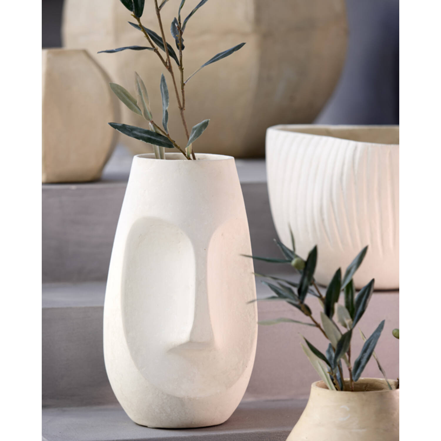 Pot deco Ø18x29,5 cm FACE naturel