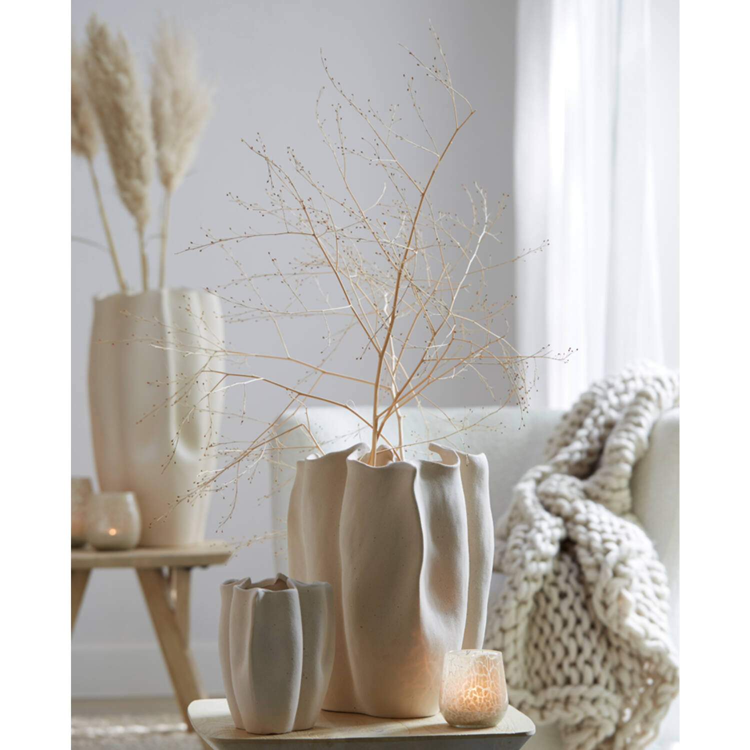 Vase deco 15x14,5x19 cm SANGULI ceramics cream