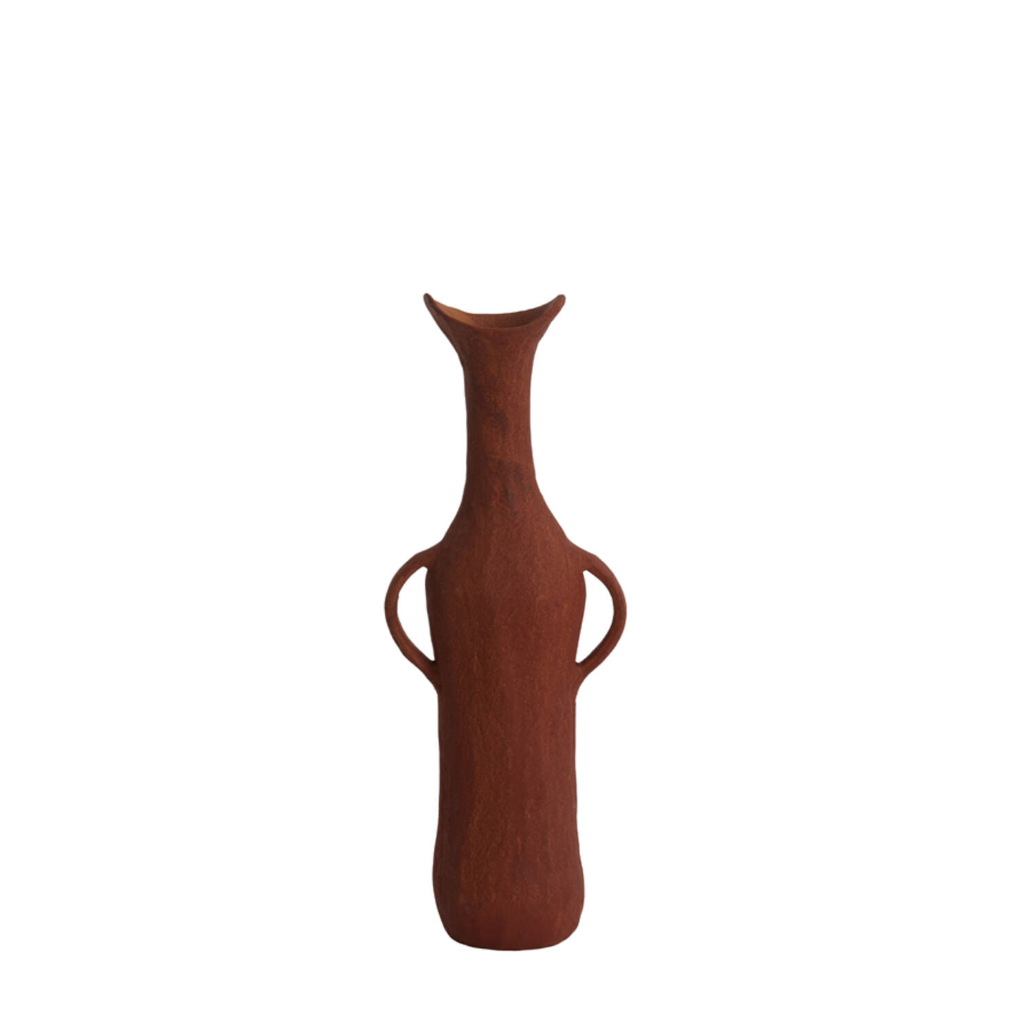 Vase Décoratif En Travertin Rouge - Forme Jar Amphore - Hauteur 12 Cm - Fabriqué En Italie