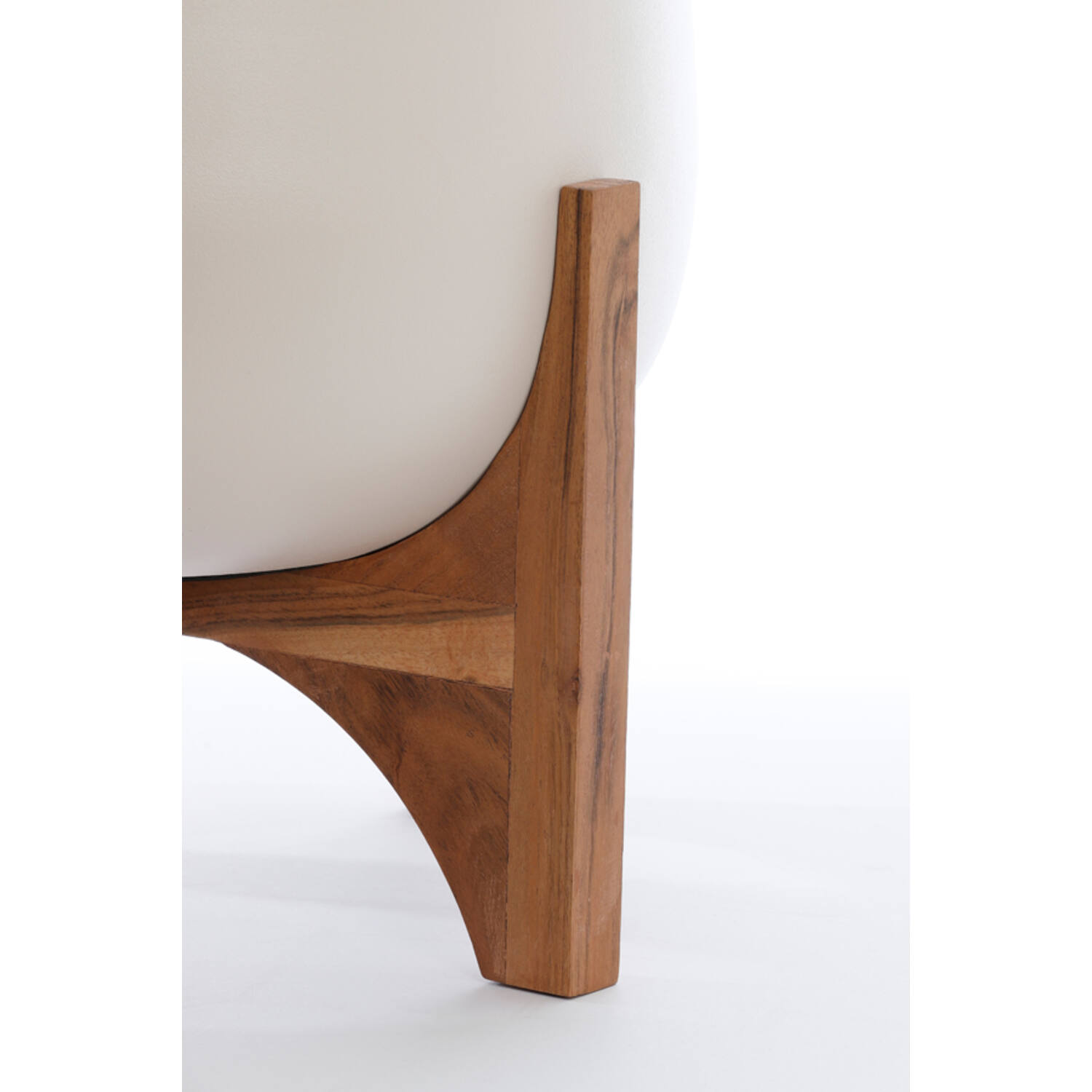 Pot op voet deco Ø44x53 cm KARUNA hout+mat crème