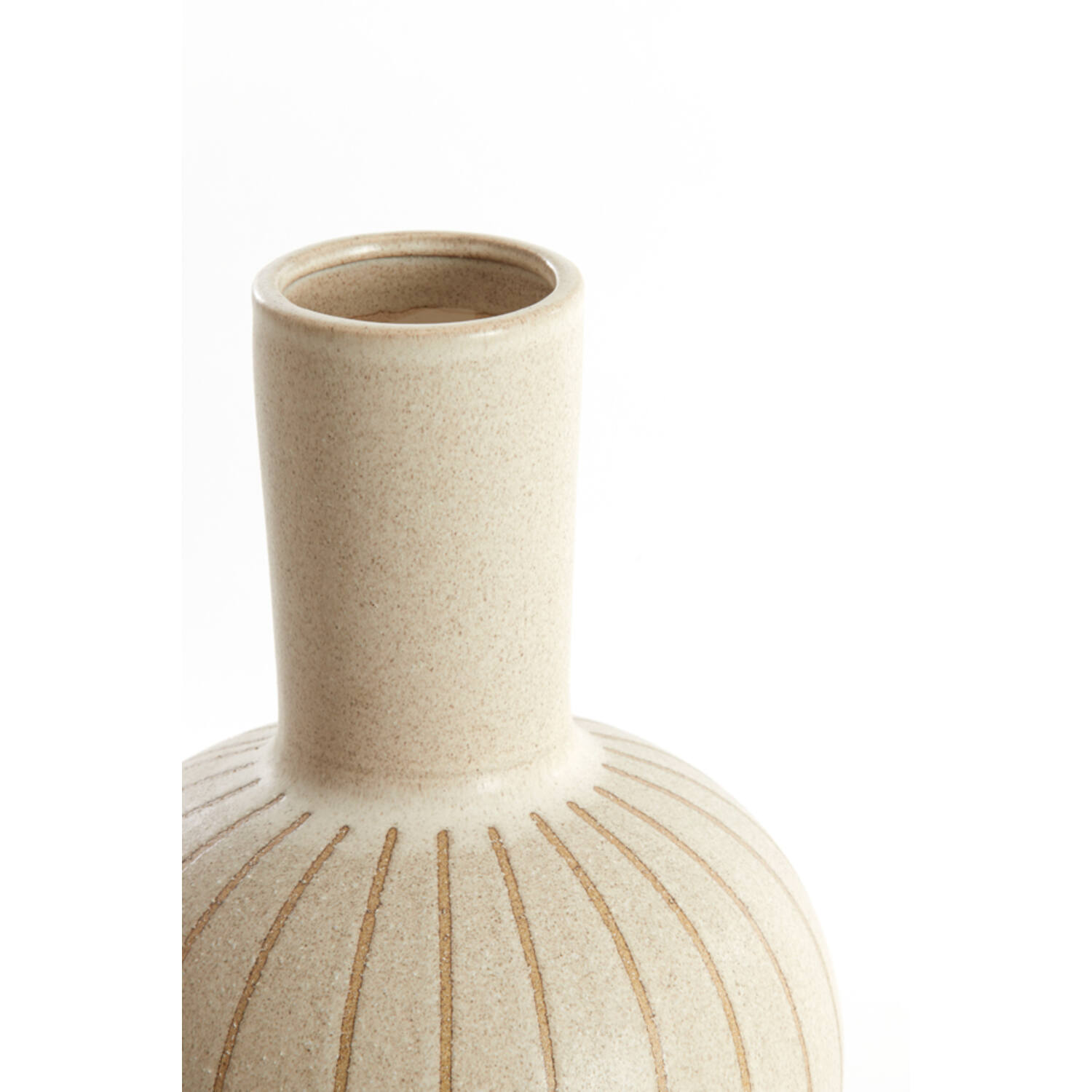 Vaas deco Ø28,5x42 cm ULLOA keramiek mat zand+bruin
