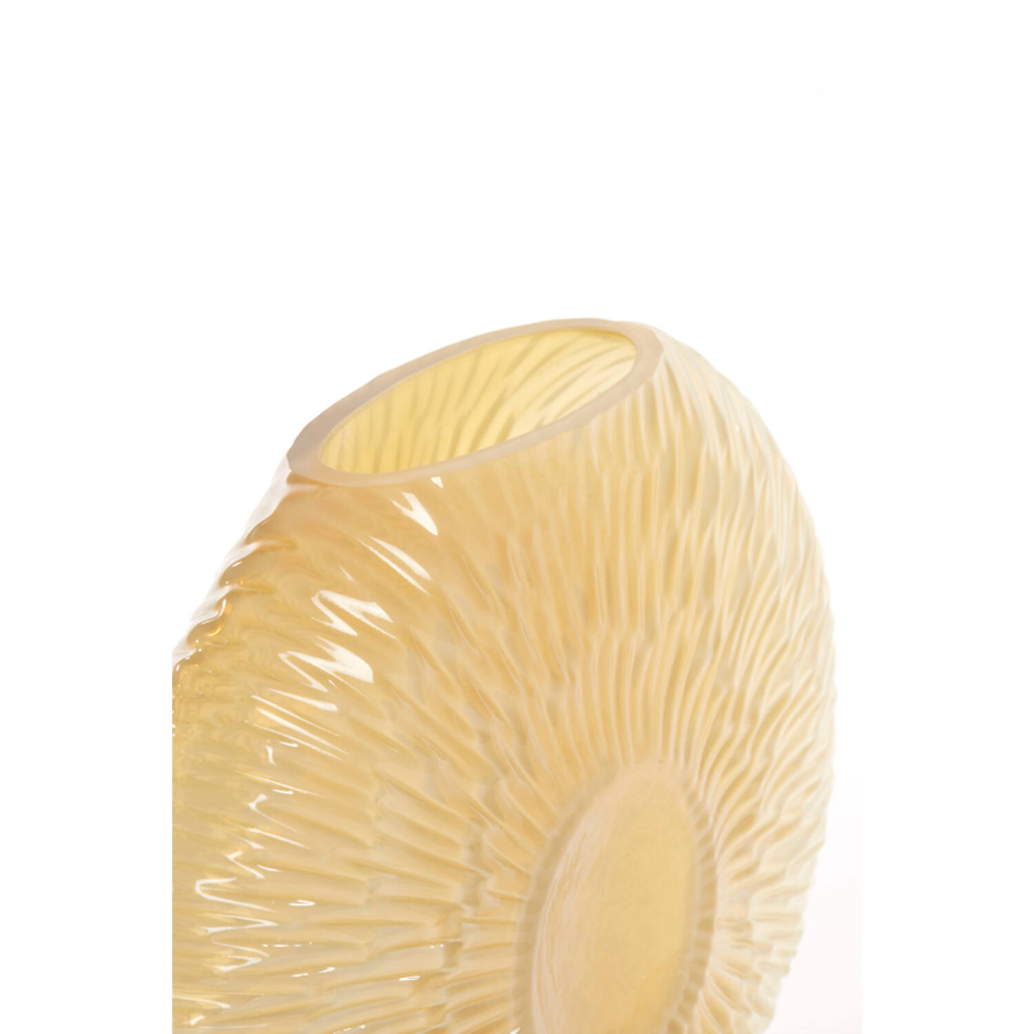 Vaas 32,5x10x24 cm CONCHA glas licht geel