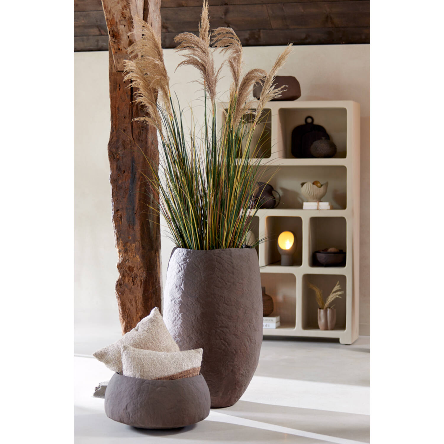 Vaas deco Ø59x90 cm TINGRI bruin