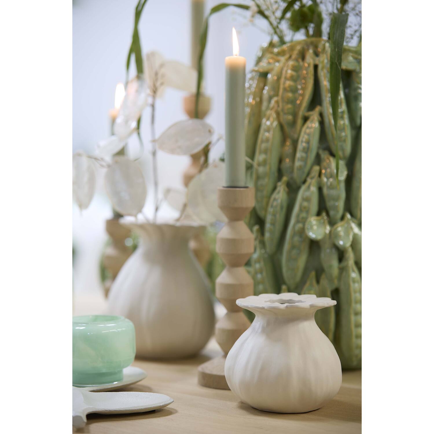 Vaas deco Ø14x13 cm REWA keramiek crème