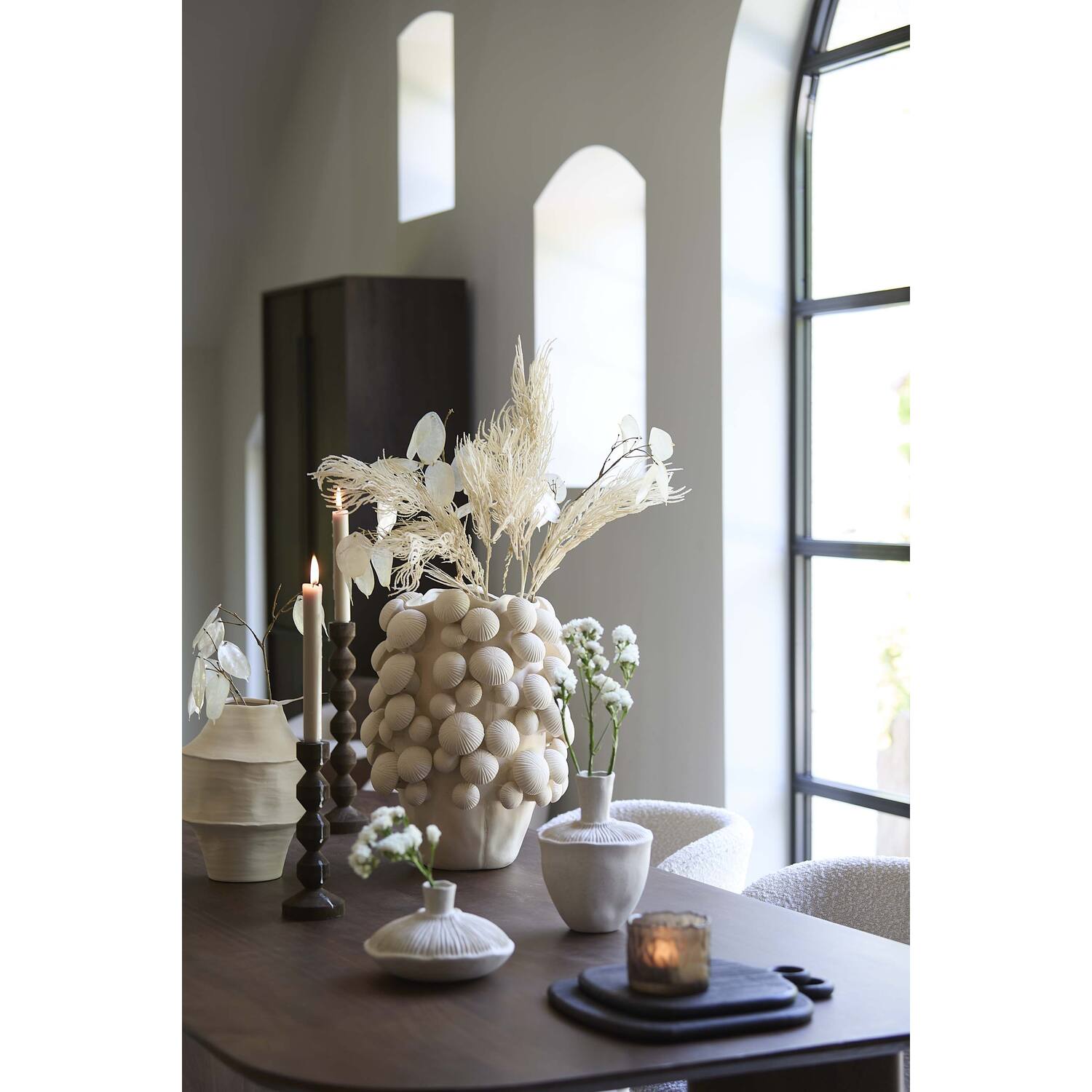 Vaas deco Ø15x9 cm NEIRA keramiek crème