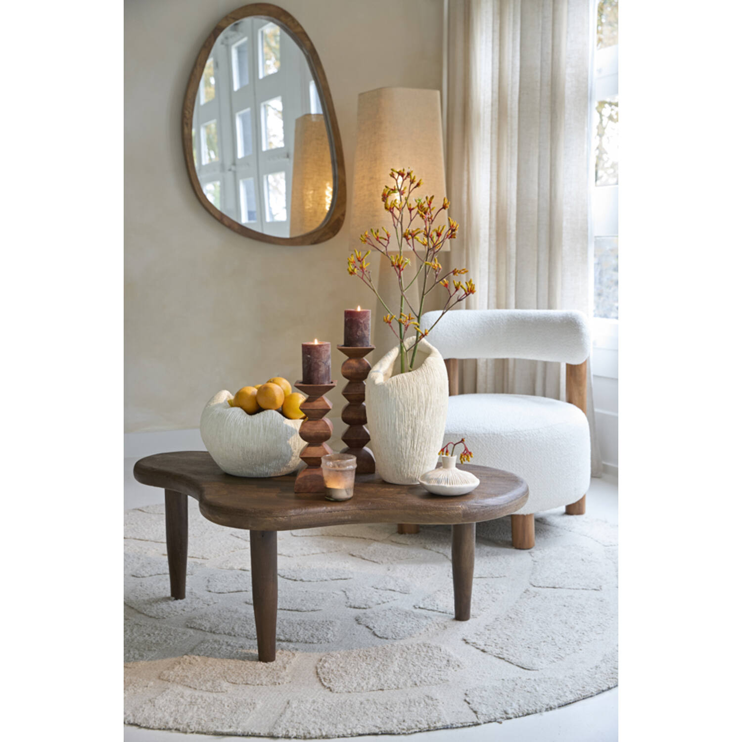 Vaas deco Ø15x9 cm NEIRA keramiek crème