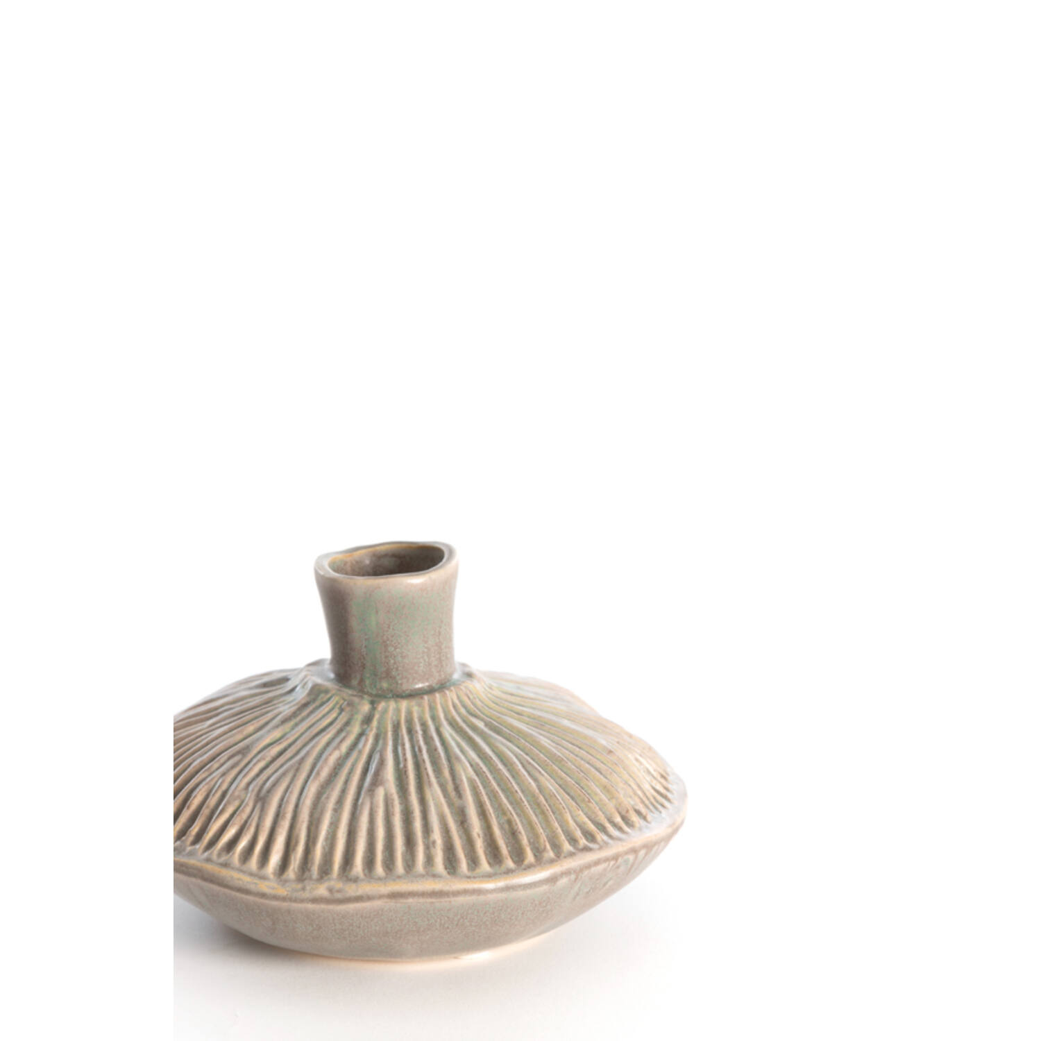 Vaas deco Ø15x9 cm NEIRA keramiek mat bruin-grijs