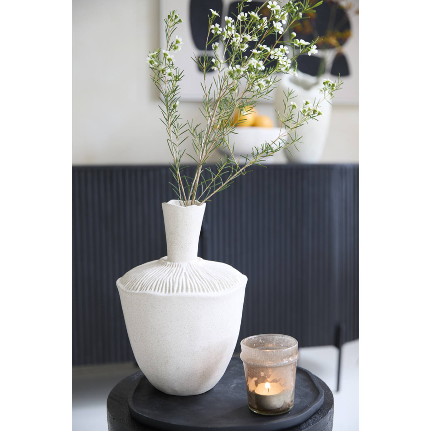Vaas deco Ø16x22 cm NEIRA keramiek crème