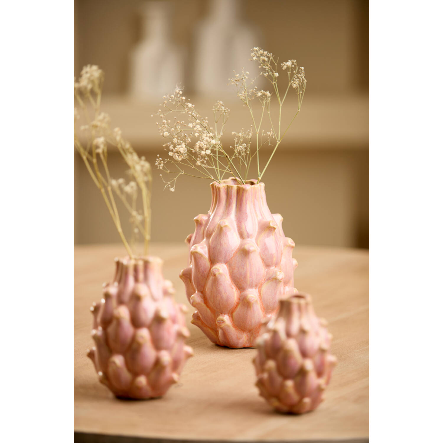 Vaas deco Ø15x20,5 cm TAYA keramiek roze