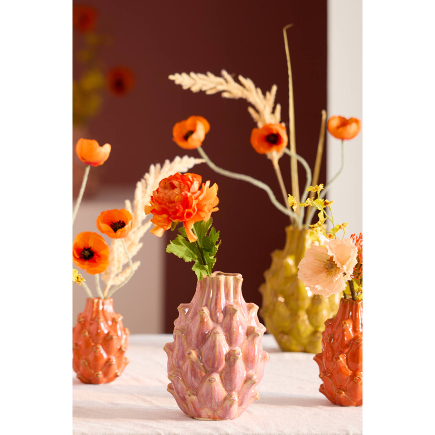 Vaas deco Ø15x20,5 cm TAYA keramiek roze