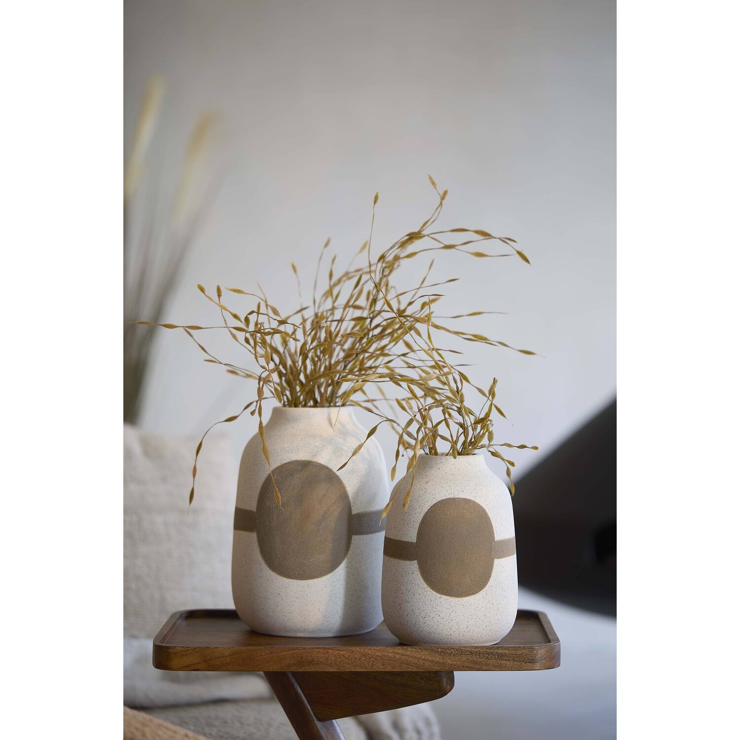 Vaas deco Ø15x21 cm DANAI keramiek mat crème-bruin