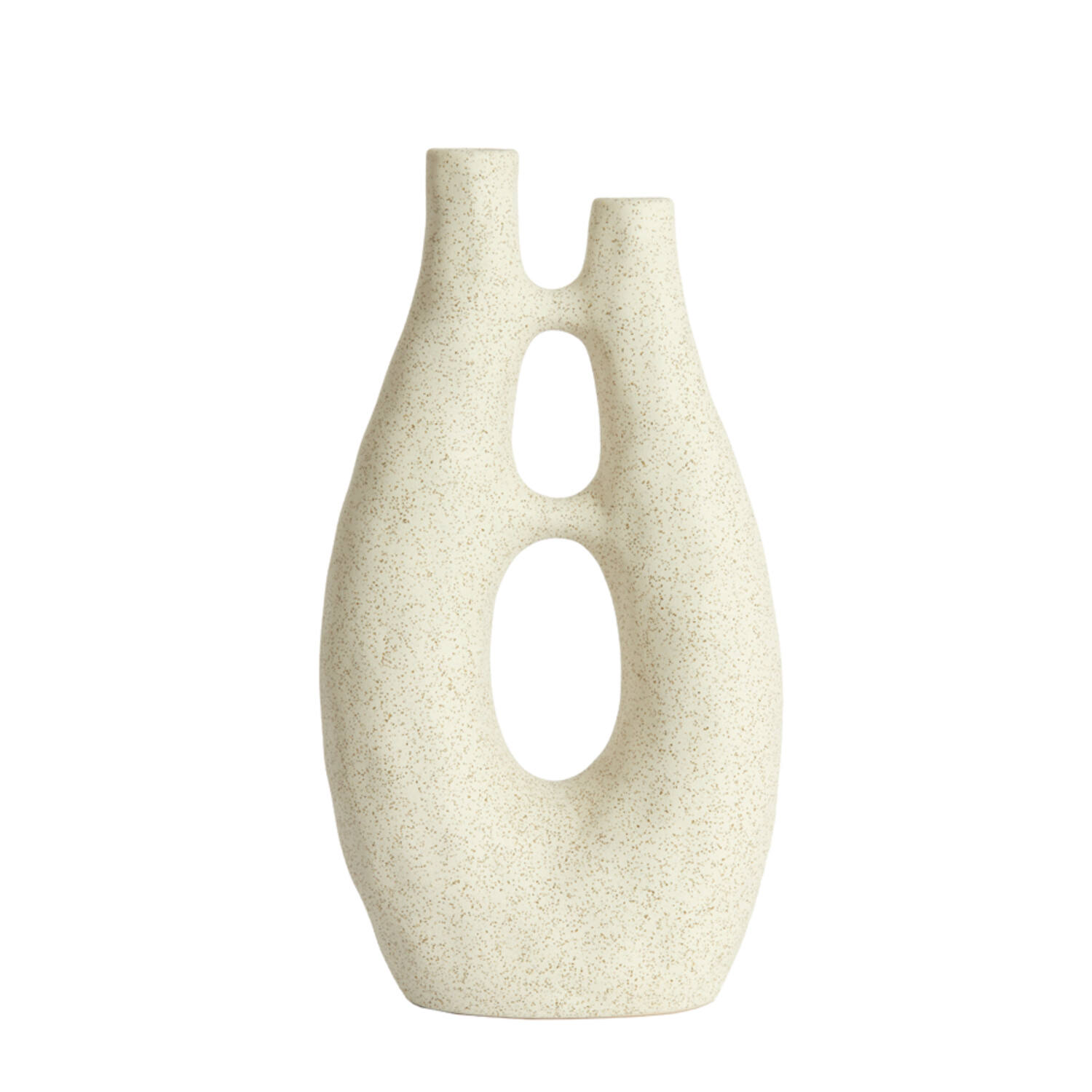 Vaas deco 22x11x41 cm KATHA keramiek mat crème