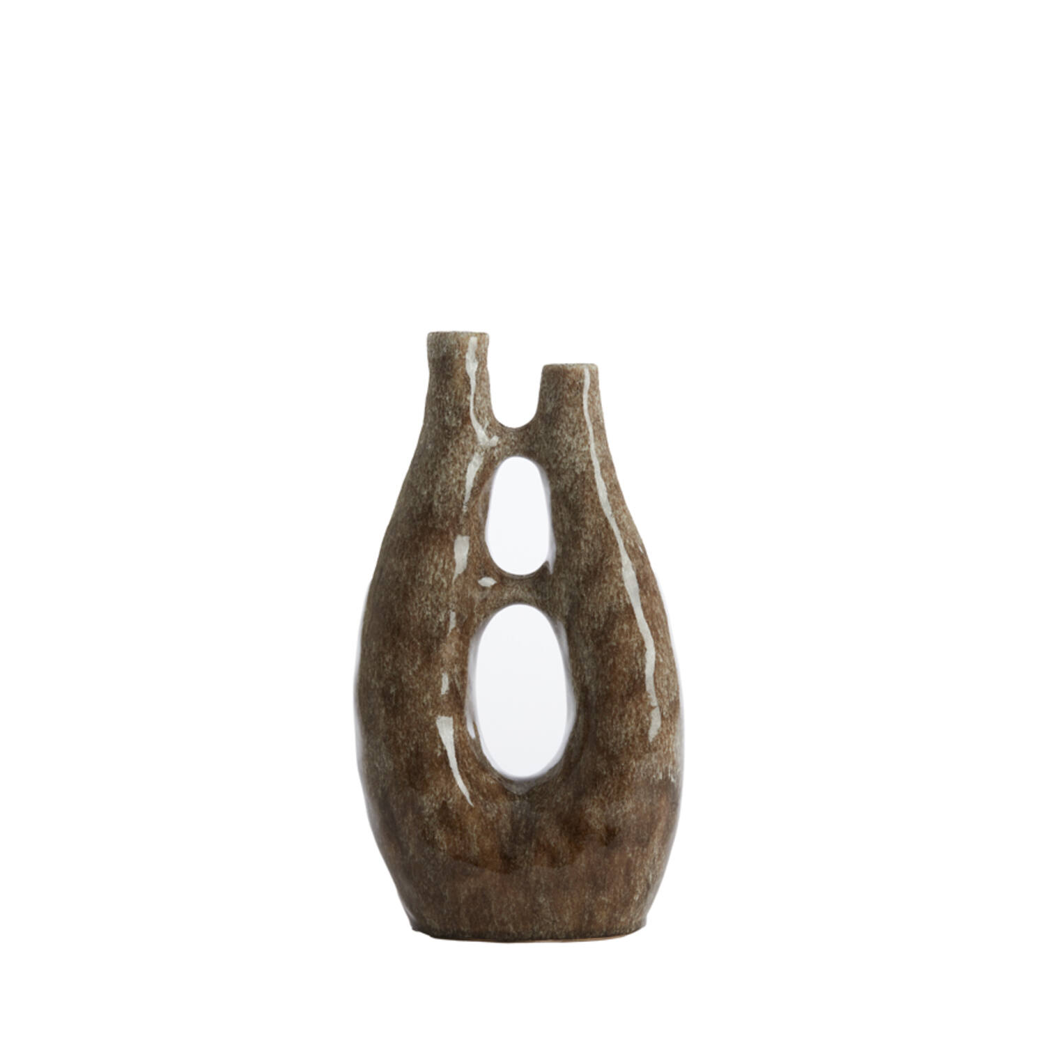Vase deco 22x11x41 cm KATHA ceramics shiny brown