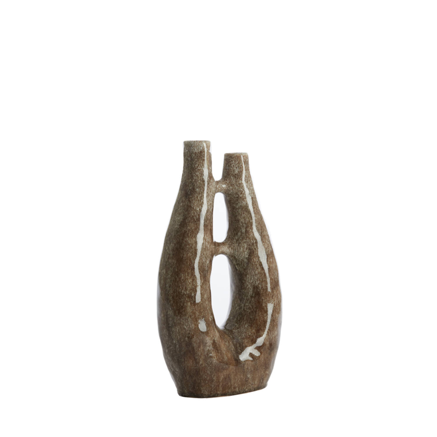 Vase deco 22x11x41 cm KATHA ceramics shiny brown