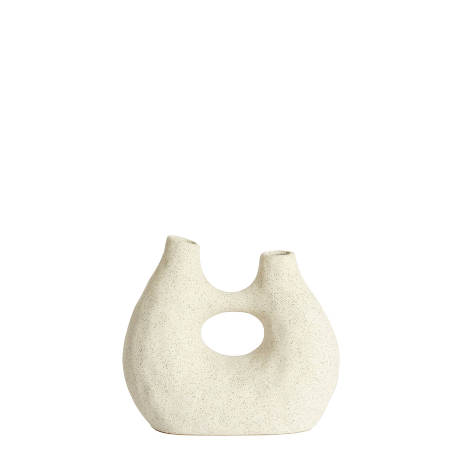Vaas deco 24,5x11x21,5 cm KATHA keramiek mat crème