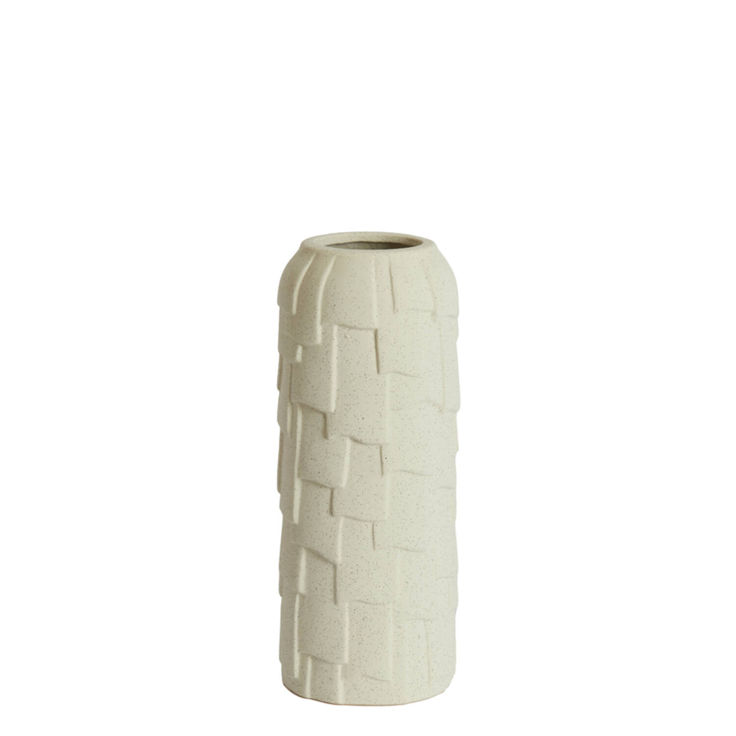 Vaas deco Ø14x34,5 cm LEIMA keramiek mat crème
