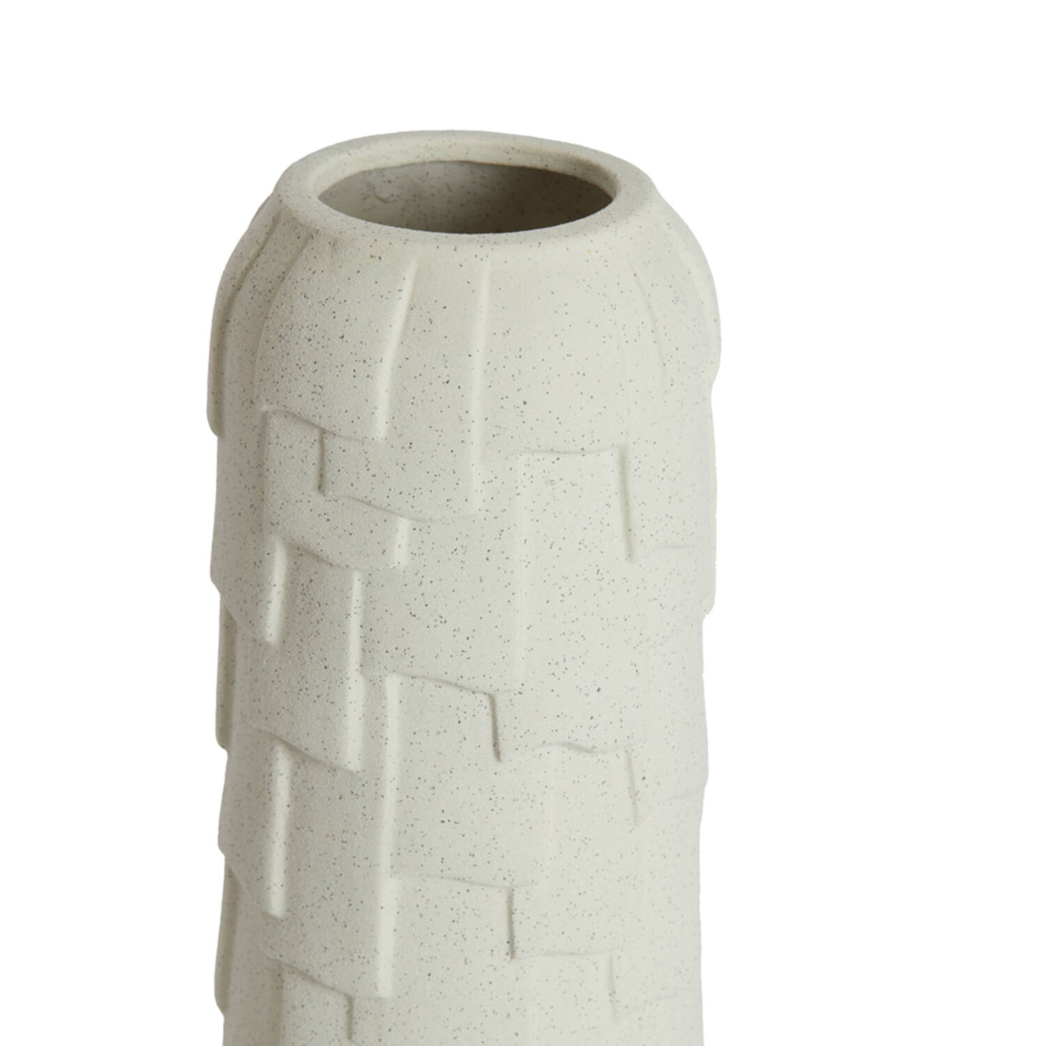 Vaas deco Ø14x34,5 cm LEIMA keramiek mat crème