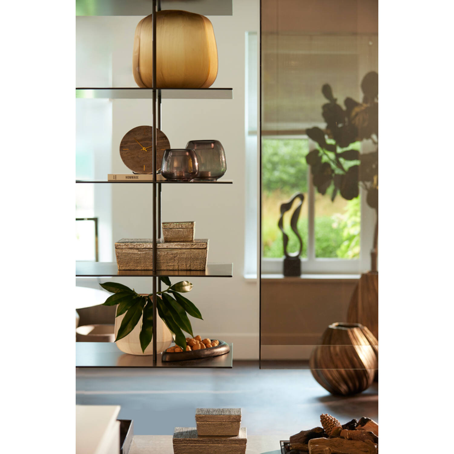Vaas Ø33x32 cm PACENGO glas donker bruin