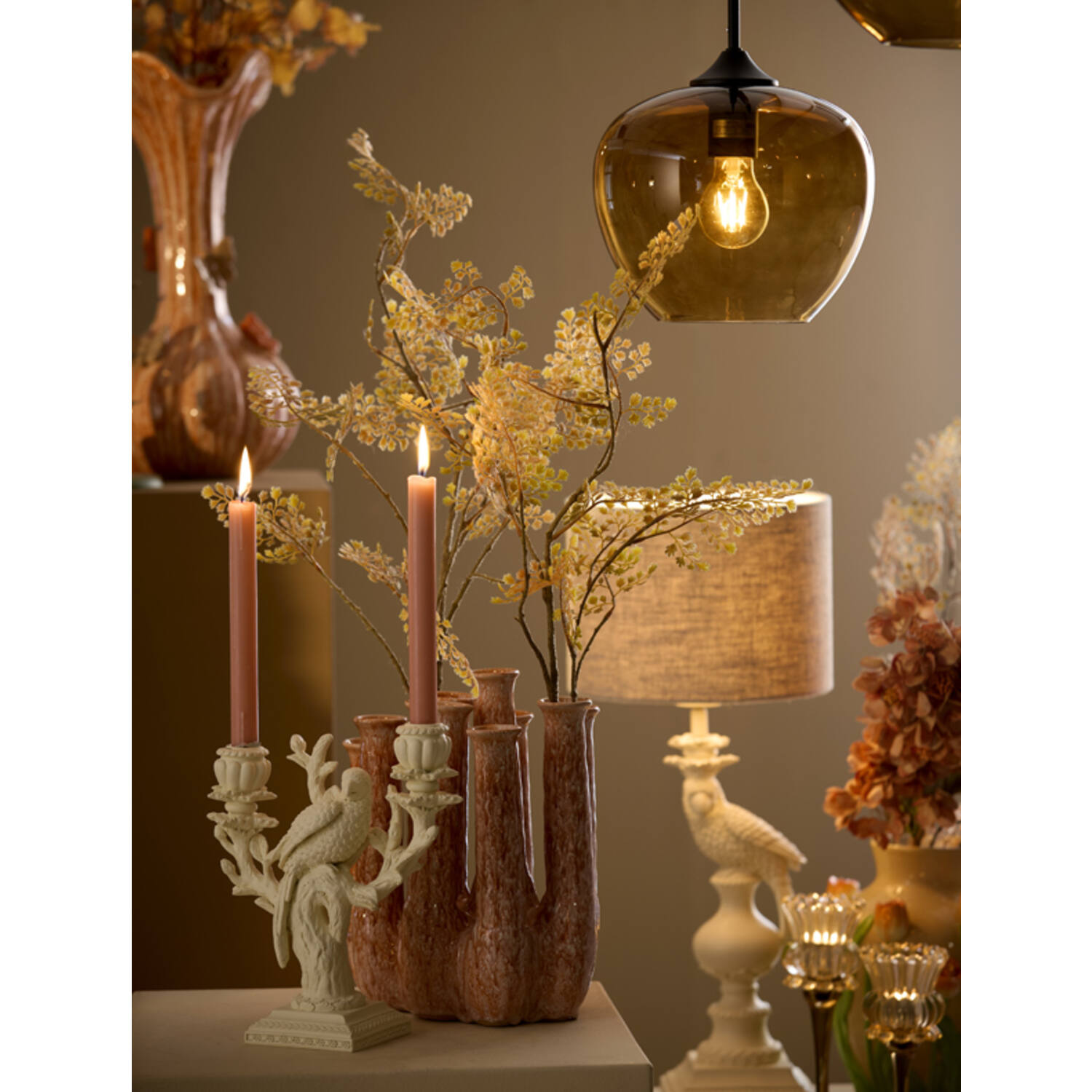 Candle stick 2L 23x10x26 cm NYASA cream