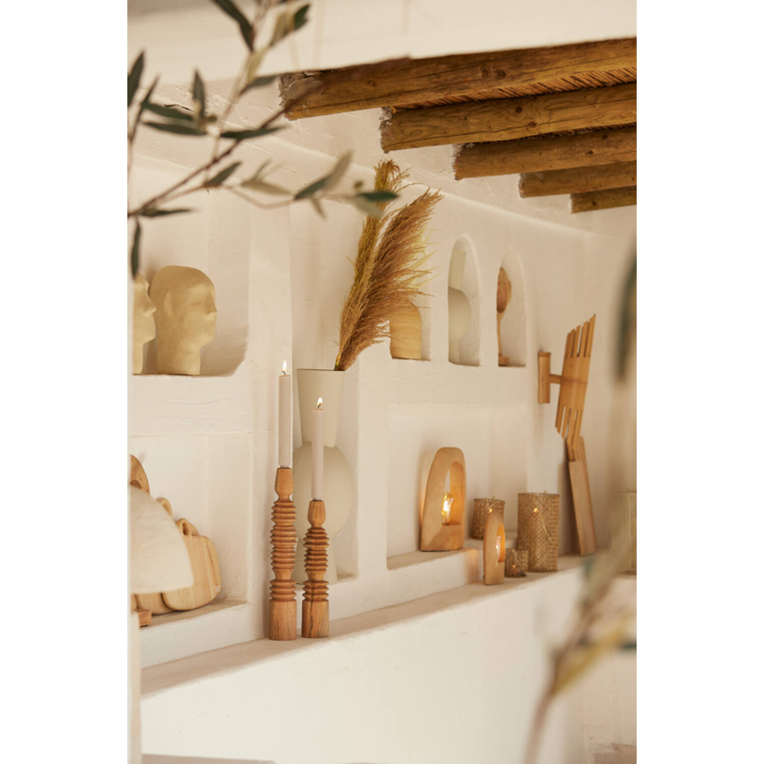 Candle stick Ø7,5x36 cm AFIFE wood natural