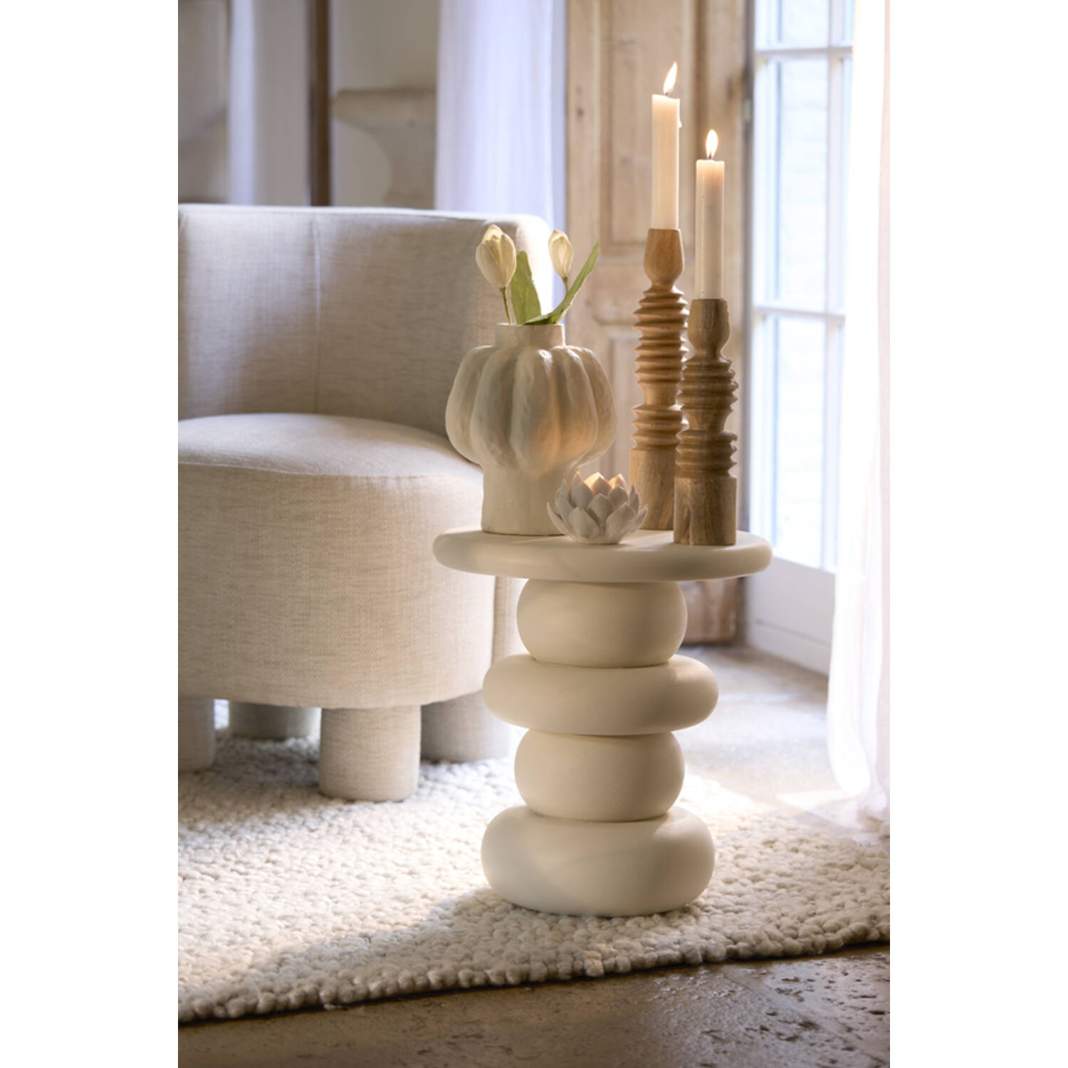 Candle stick Ø7,5x36 cm AFIFE wood natural