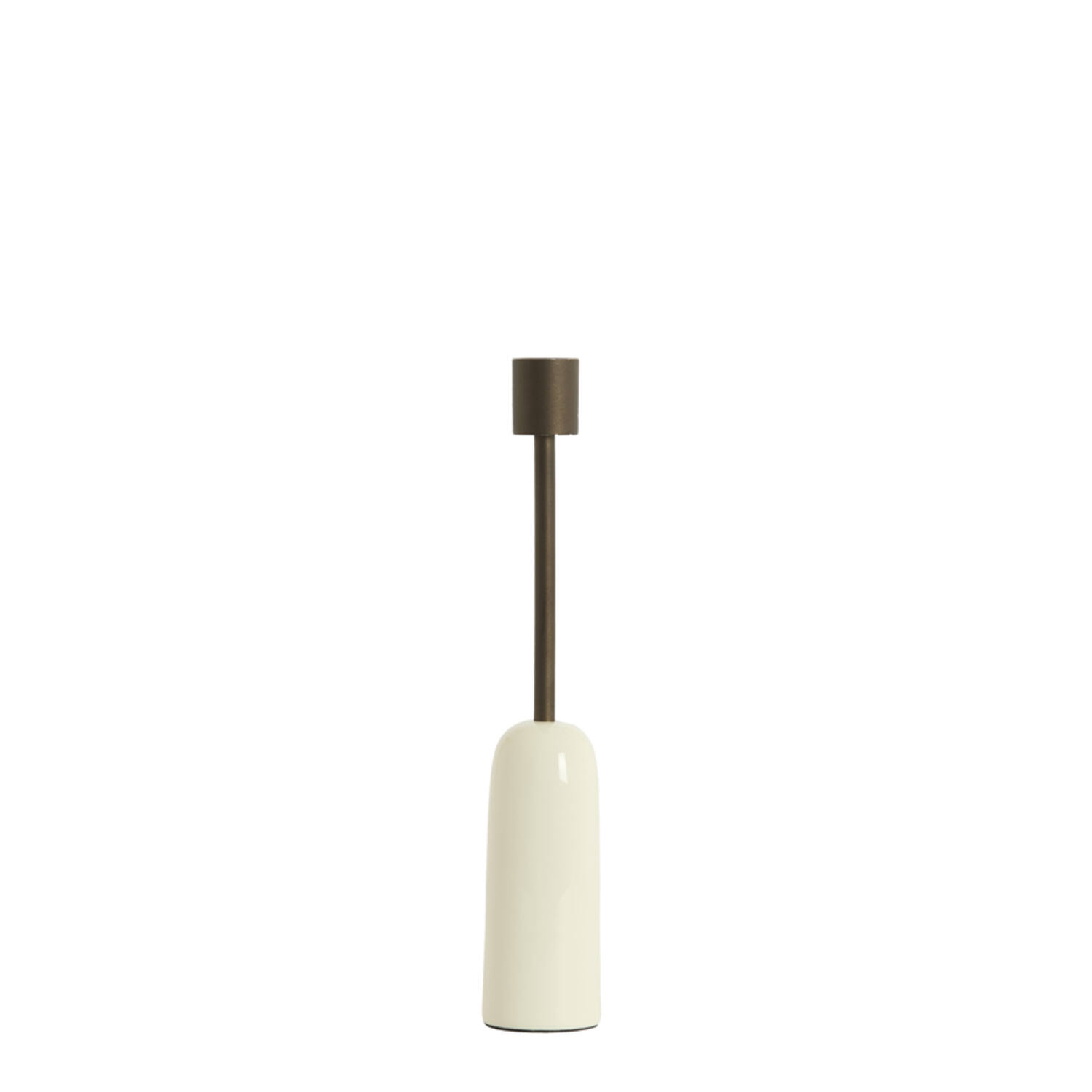 Candle stick Ø5x28 cm YASILO brown-bronze+shiny cream