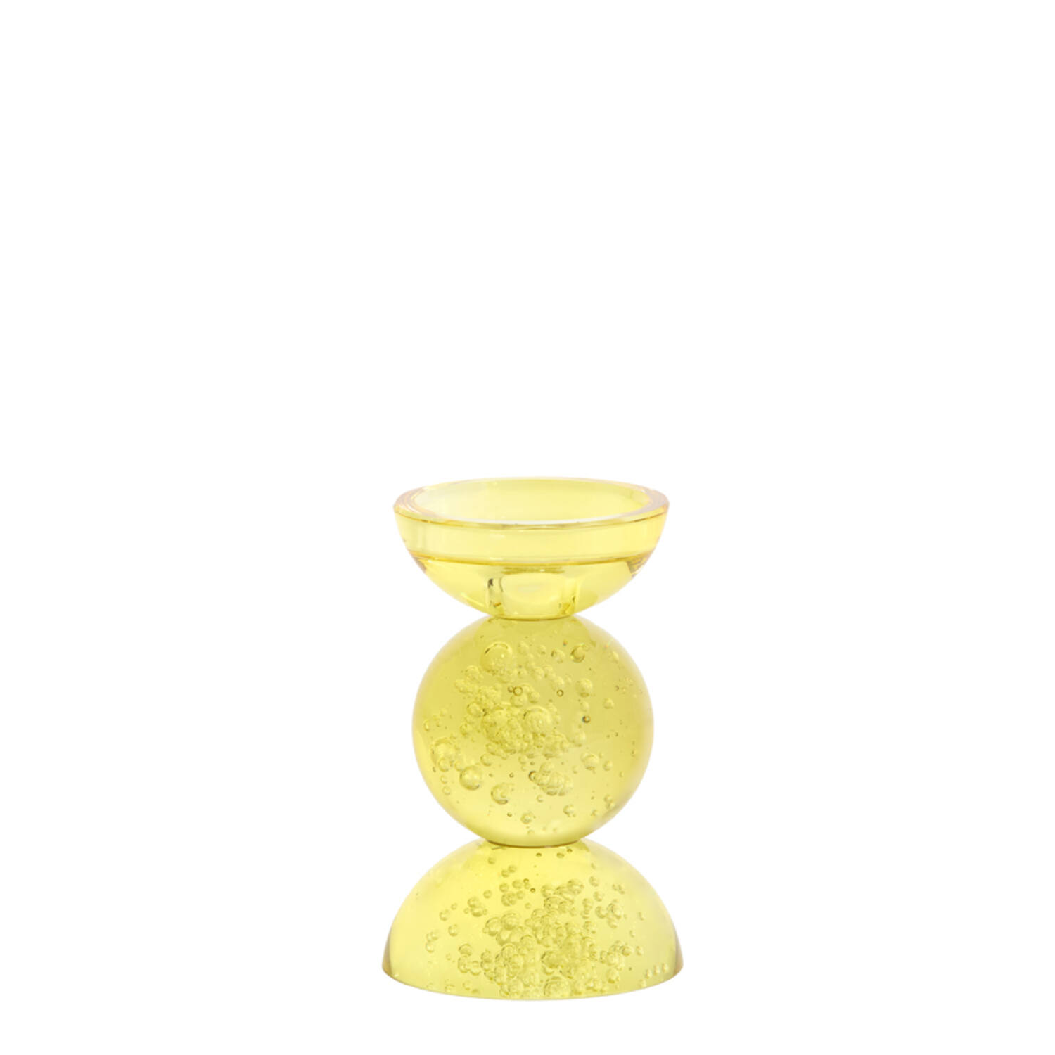 Candle stick Ø9,5x15,5 cm ITINGA glass bubble yellow