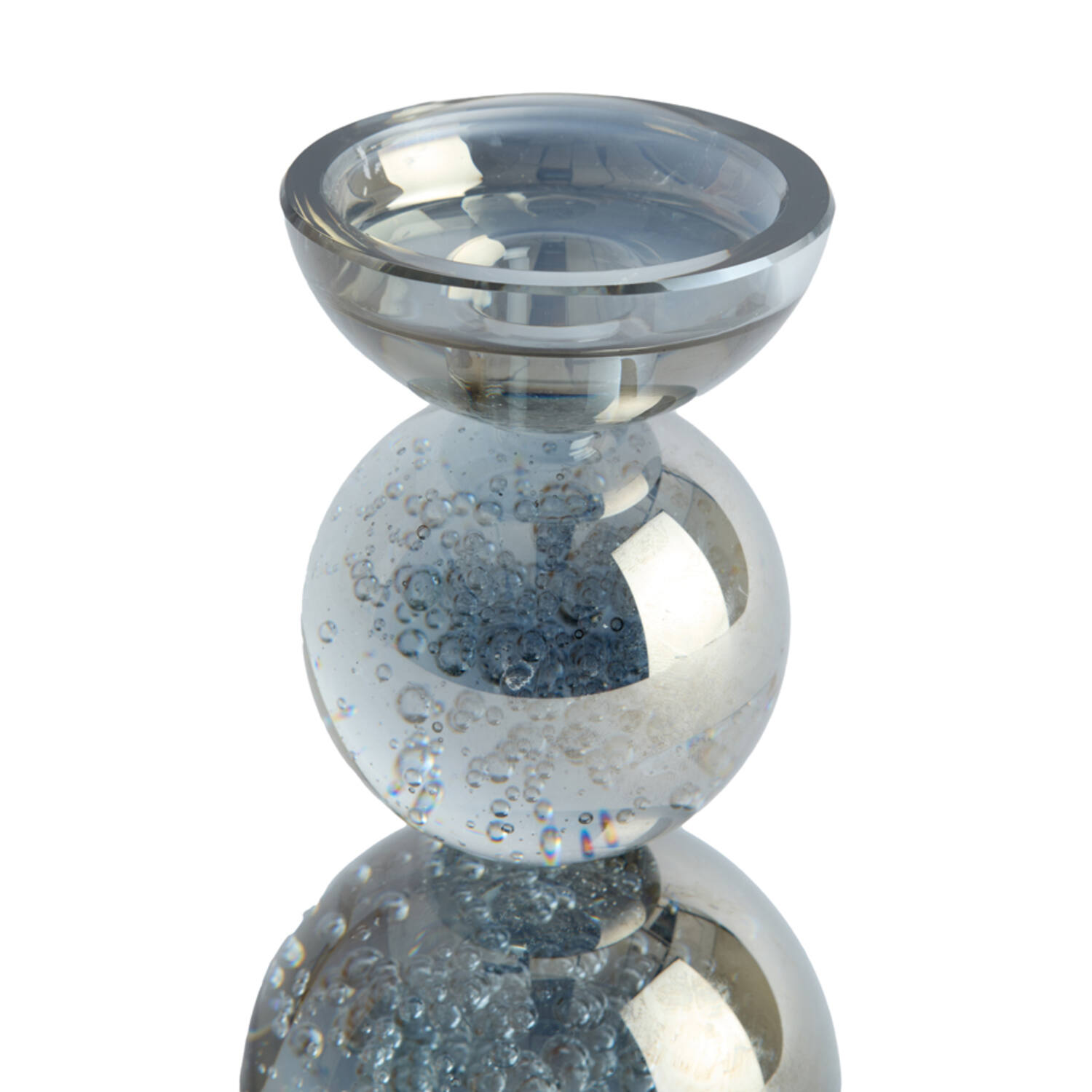 Candle stick Ø9,5x15,5 cm ITINGA glass bubble smoke