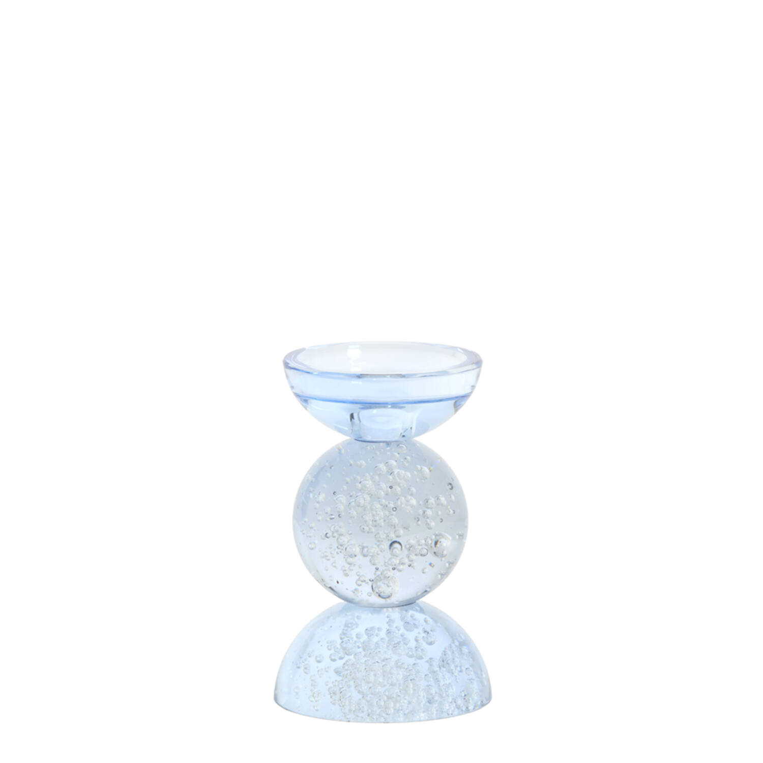 Candle stick Ø9,5x15,5 cm ITINGA glass bubble light blue