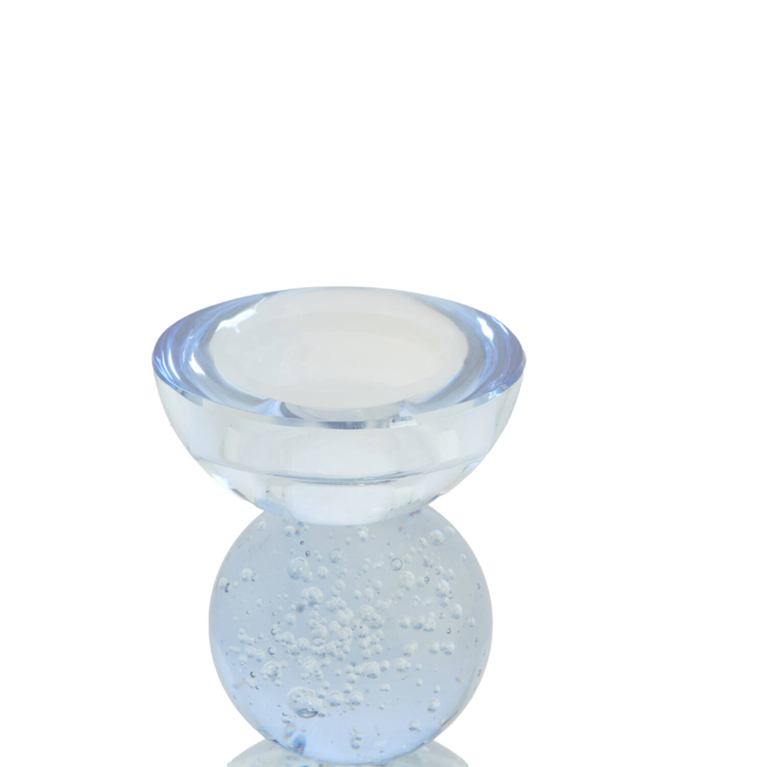 Candle stick Ø9,5x15,5 cm ITINGA glass bubble light blue