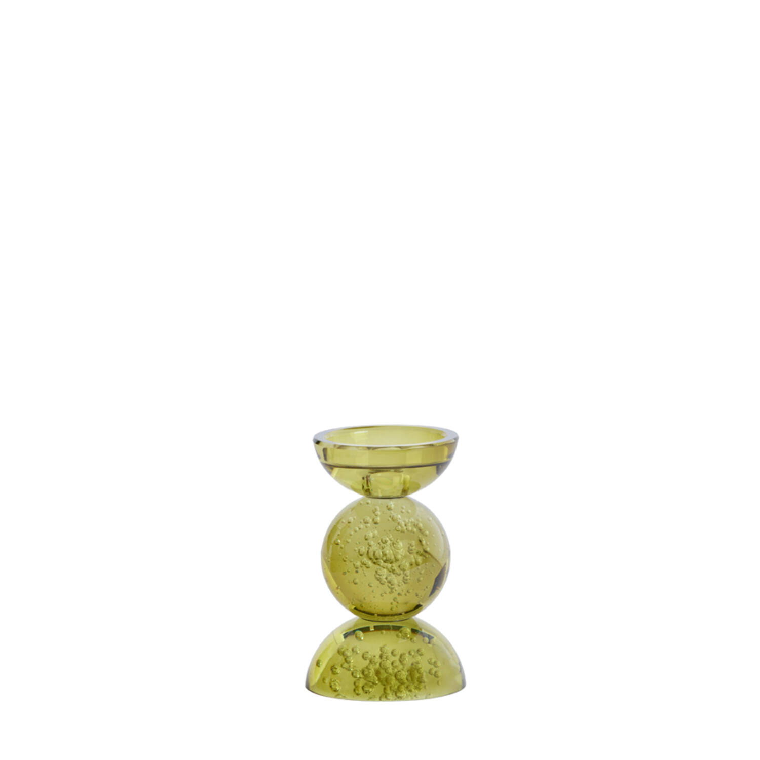 Candle stick Ø9,5x15,5 cm ITINGA glass bubble olive green