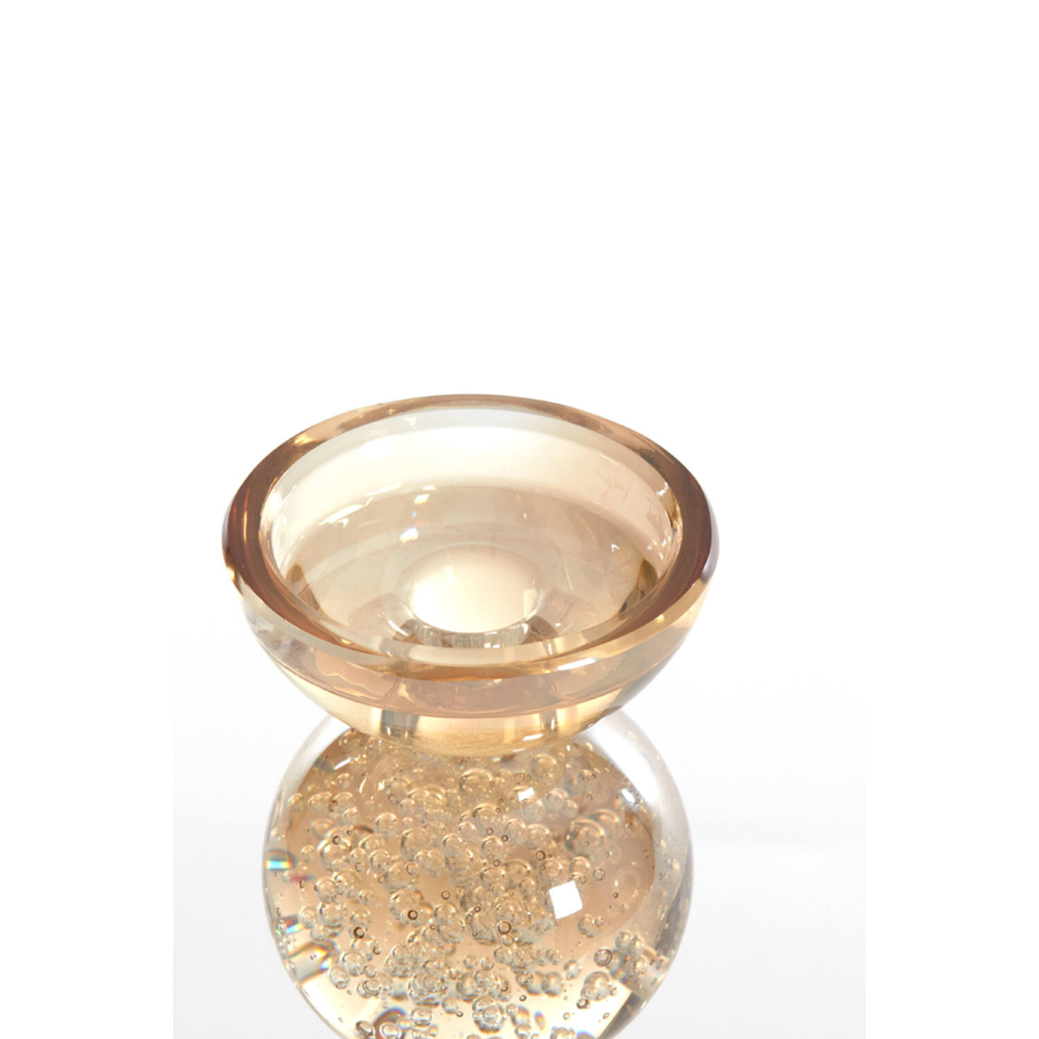 Kaarsenhouder Ø9,5x15,5 cm ITINGA glas bubbel amber