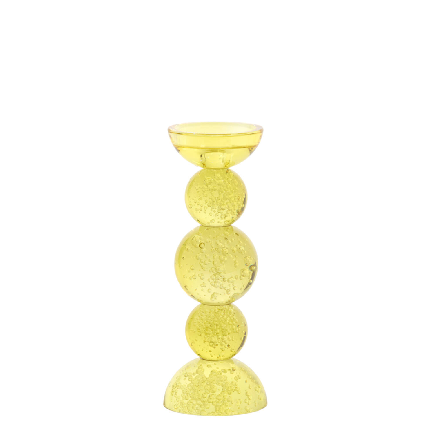 Candle stick Ø10x26,5 cm ITINGA glass bubble yellow
