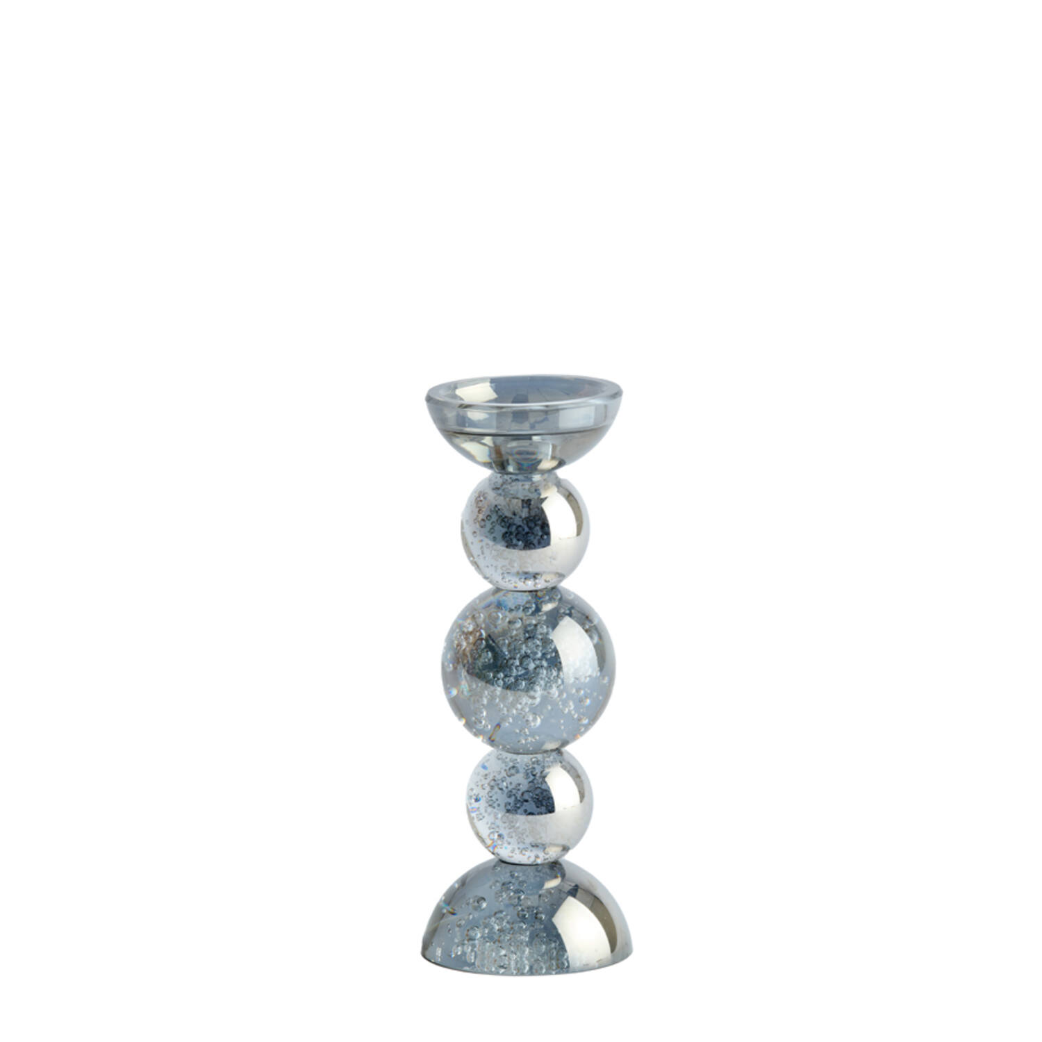 Candle stick Ø10x26,5 cm ITINGA glass bubble smoke