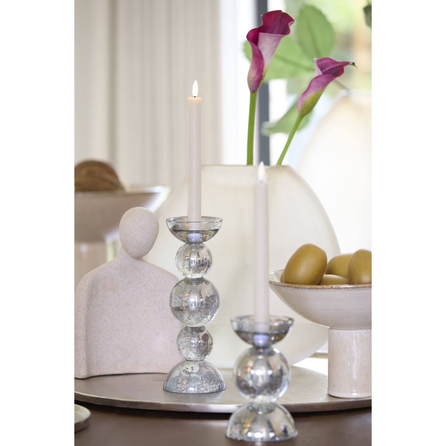 Candle stick Ø10x26,5 cm ITINGA glass bubble smoke