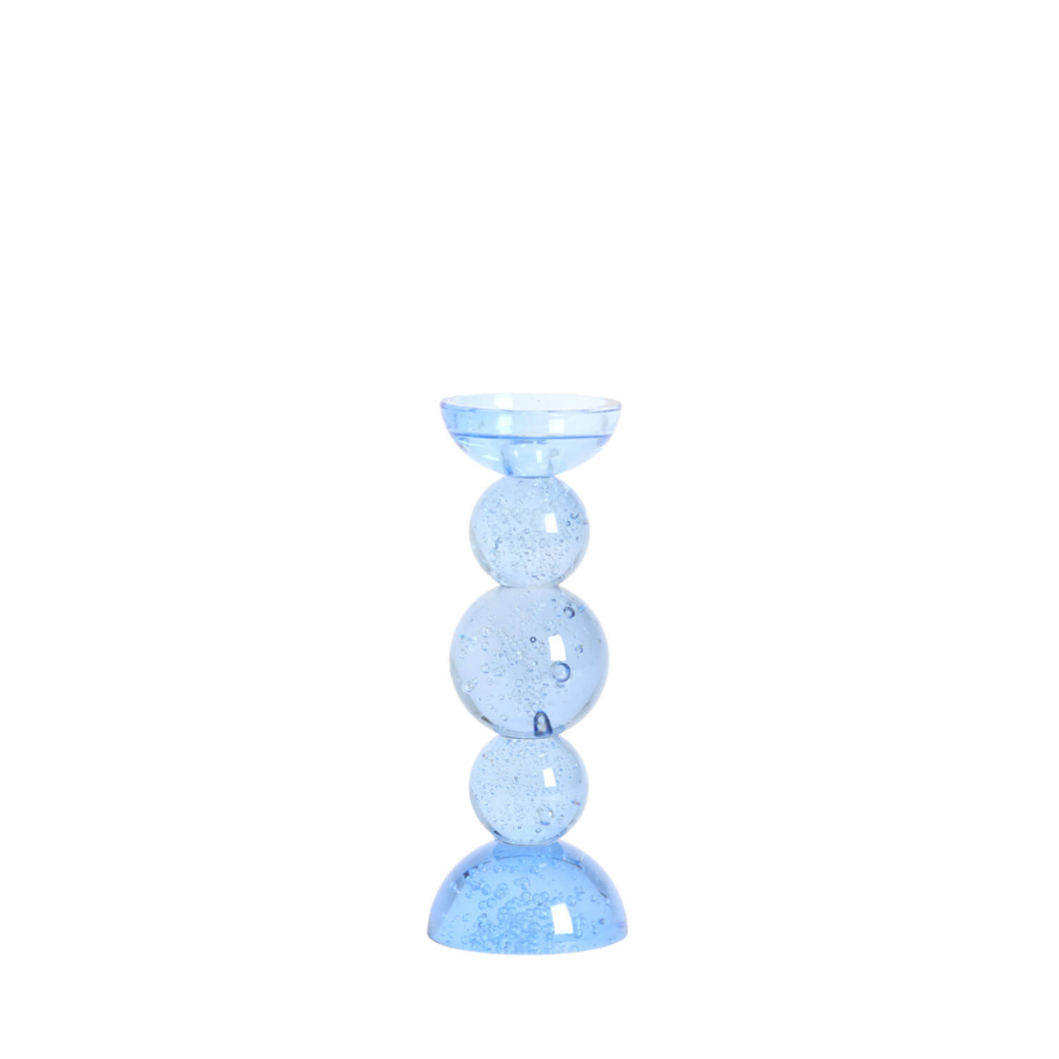 Candle stick Ø10x26,5 cm ITINGA glass bubble light blue