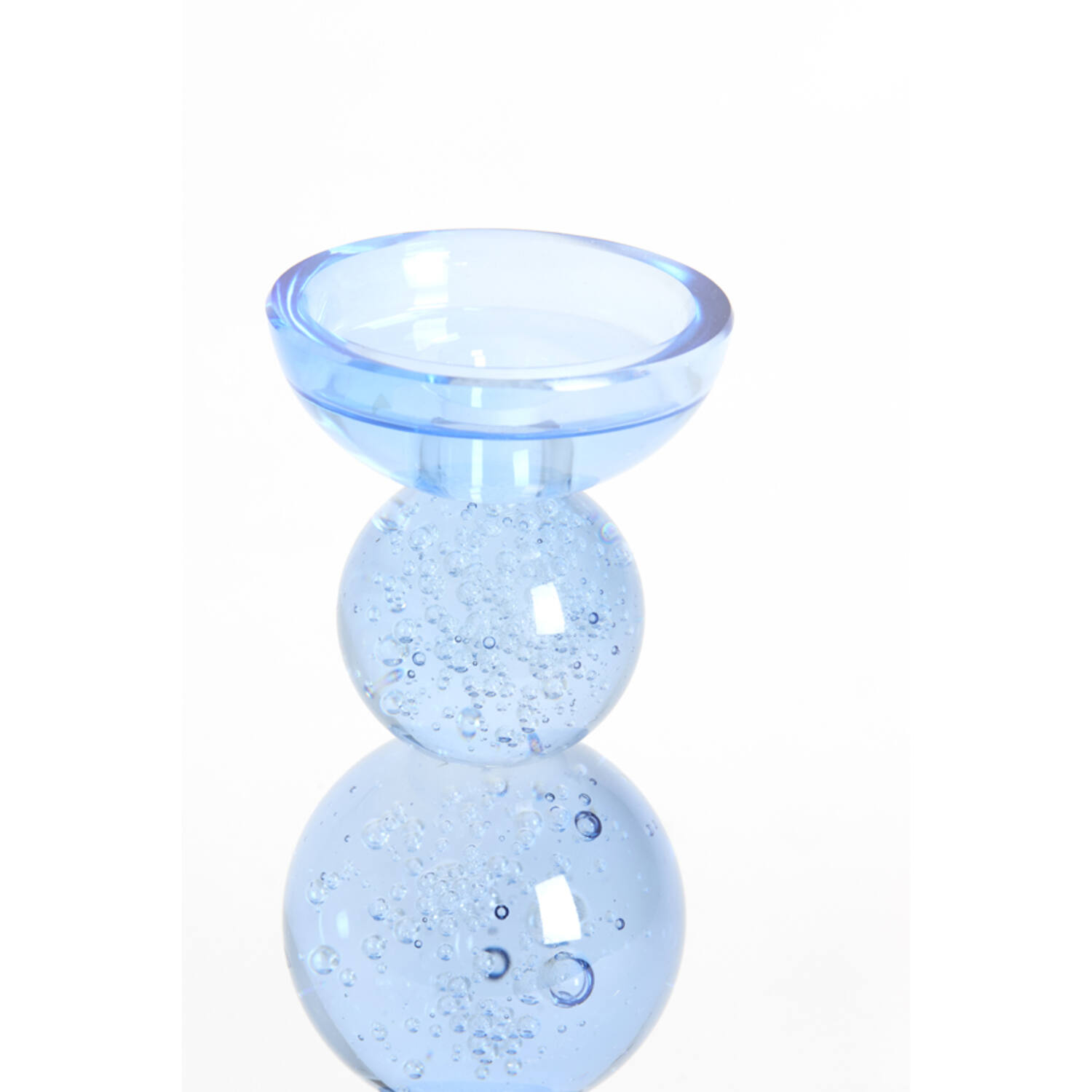 Candle stick Ø10x26,5 cm ITINGA glass bubble light blue