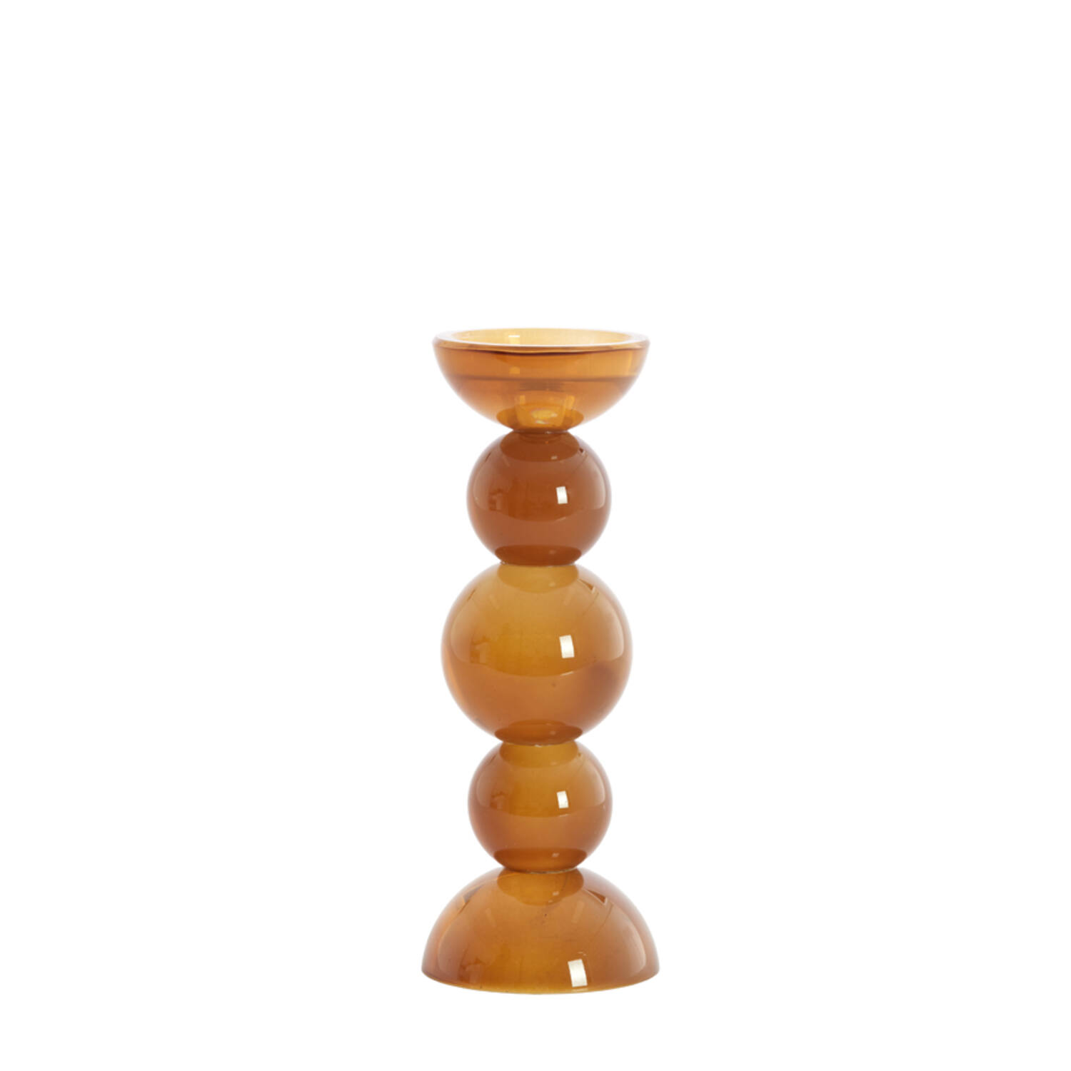 Candle stick Ø10x26,5 cm ITINGA glass milky dark brown