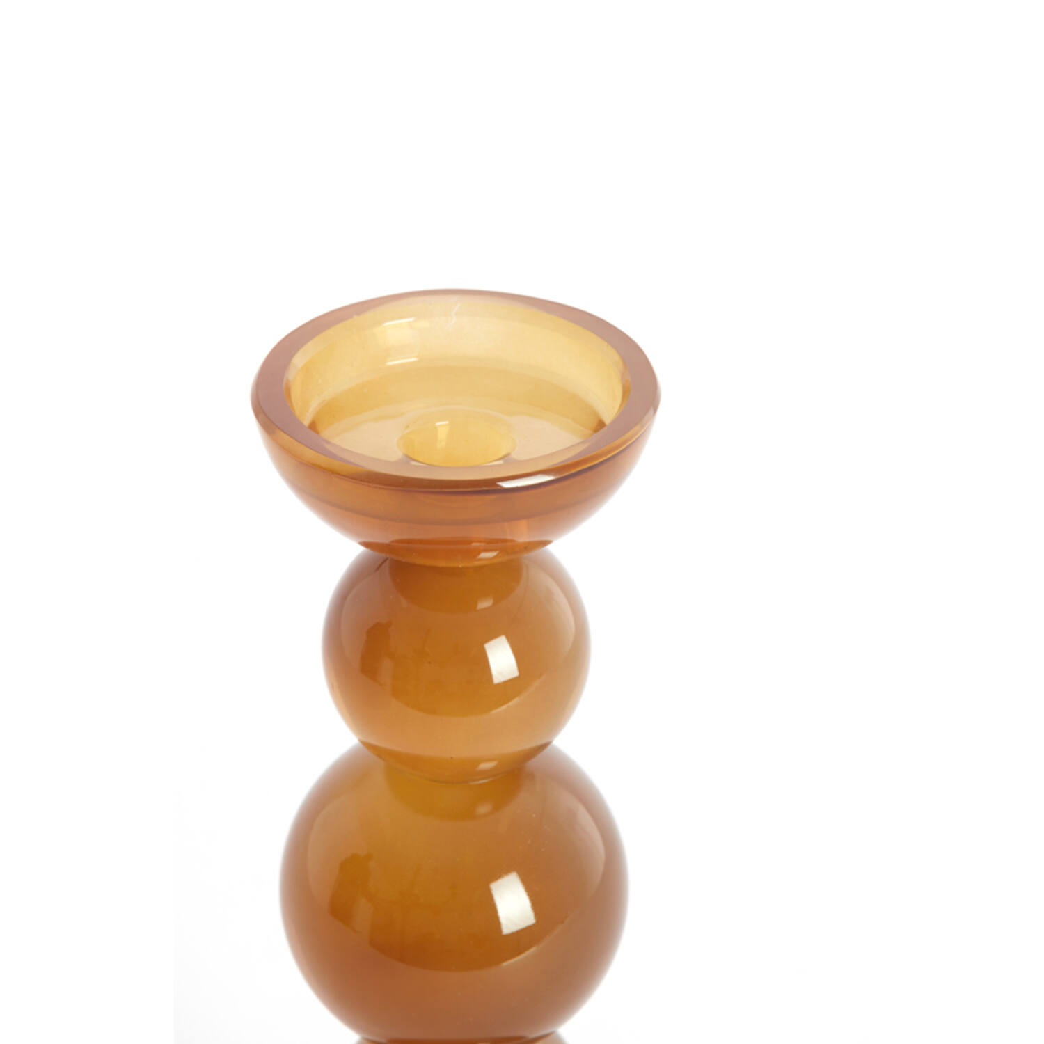 Candle stick Ø10x26,5 cm ITINGA glass milky dark brown