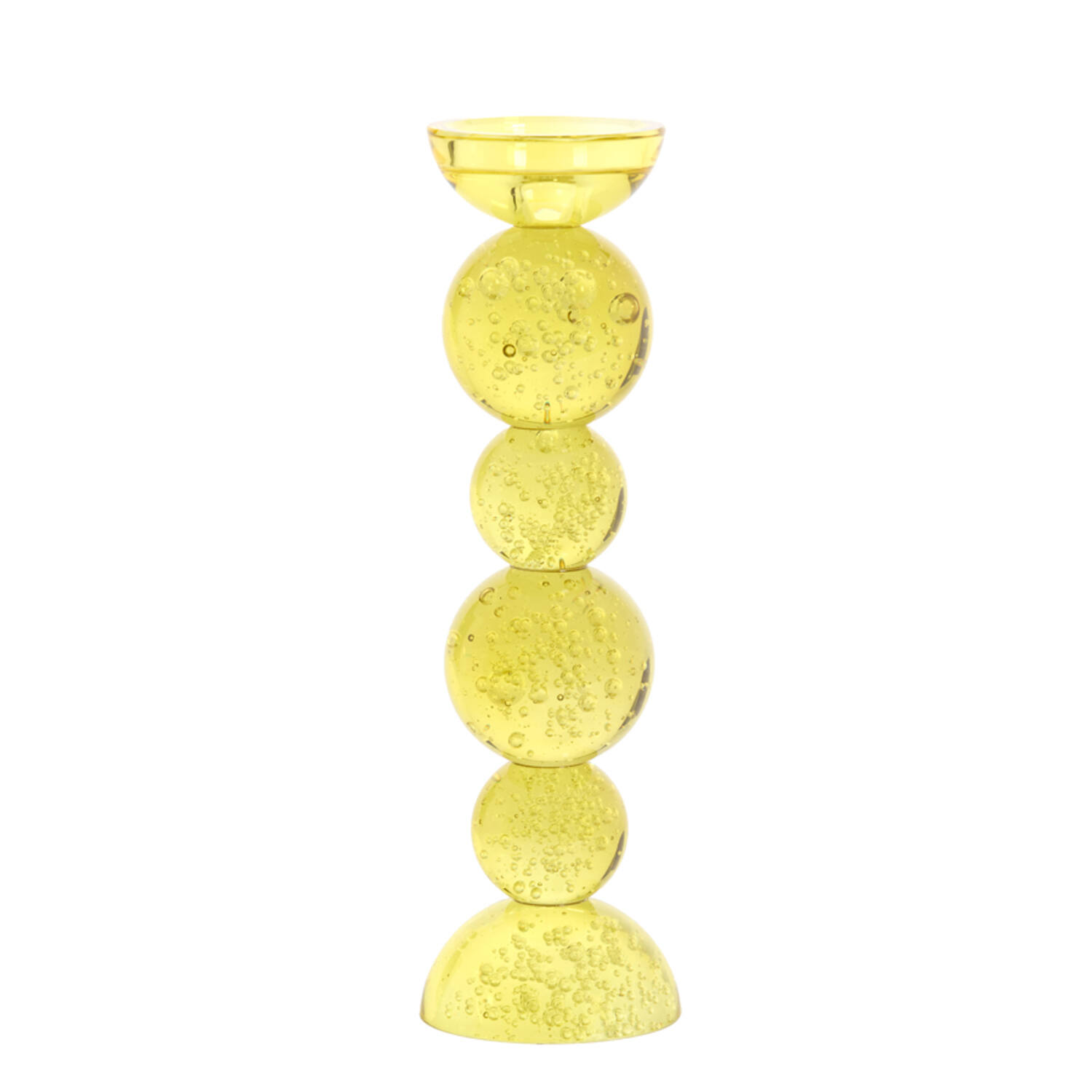 Candle stick Ø9,5x34 cm ITINGA glass bubble yellow