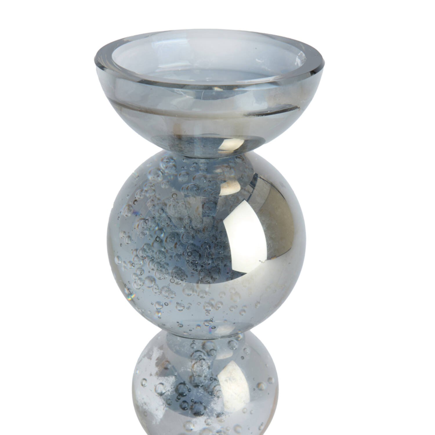 Candle stick Ø9,5x34 cm ITINGA glass bubble smoke