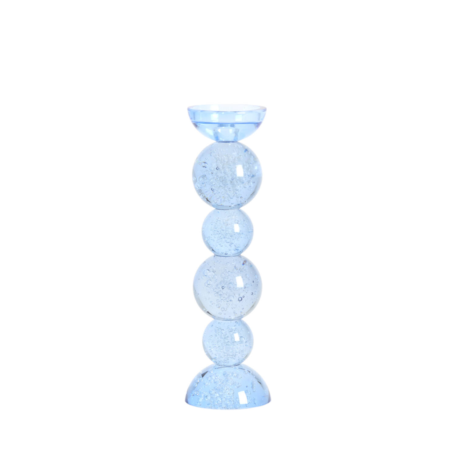 Candle stick Ø9,5x34 cm ITINGA glass bubble light blue