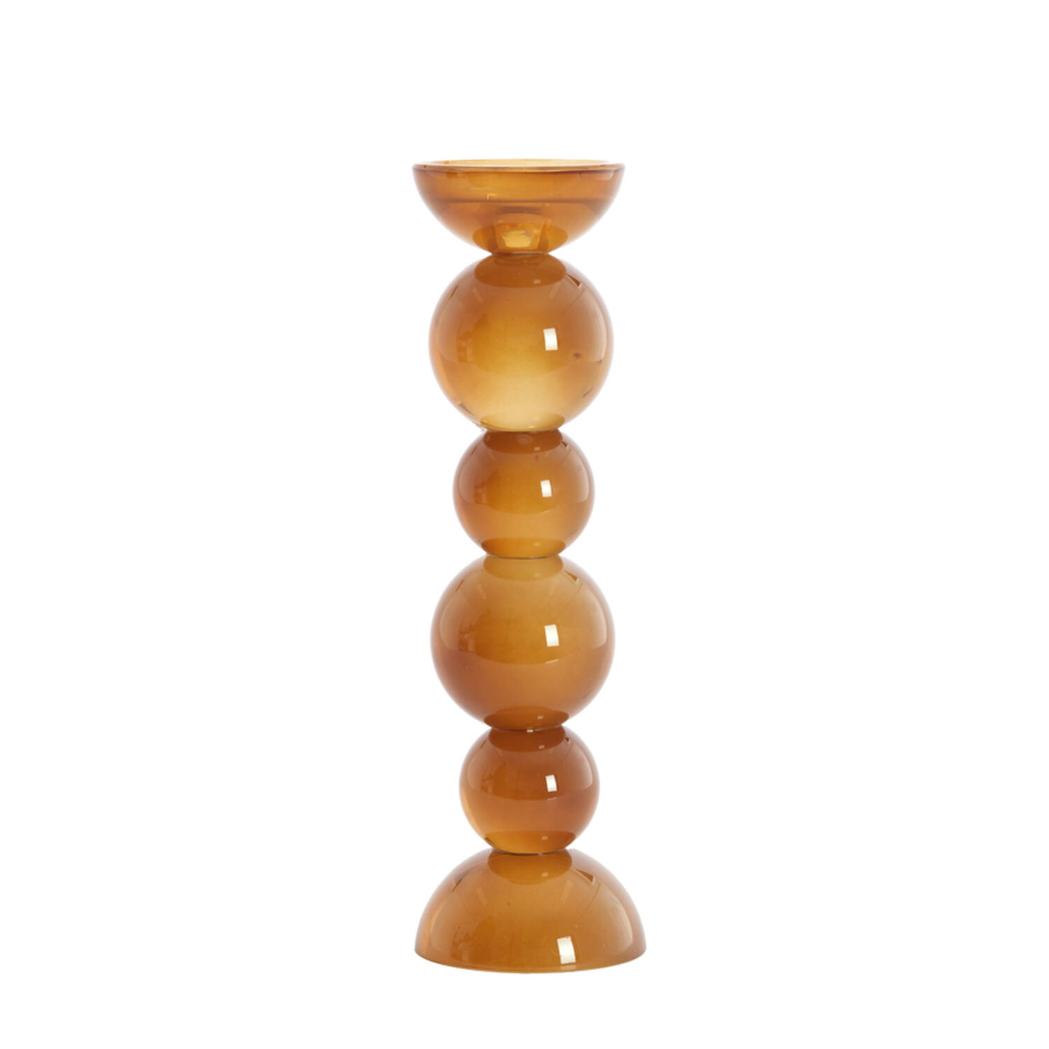 Candle stick Ø9,5x34 cm ITINGA glass milky dark brown