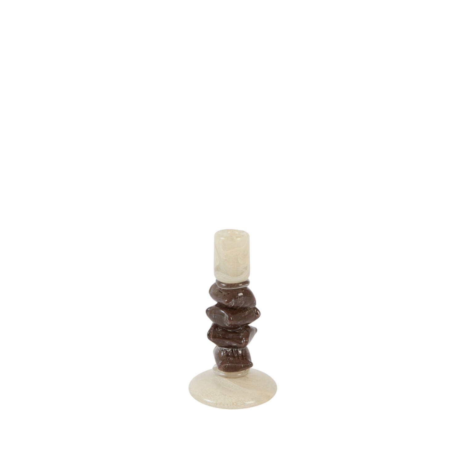 Candle stick Ø11,5x23 cm ESTINA cream+dark brown