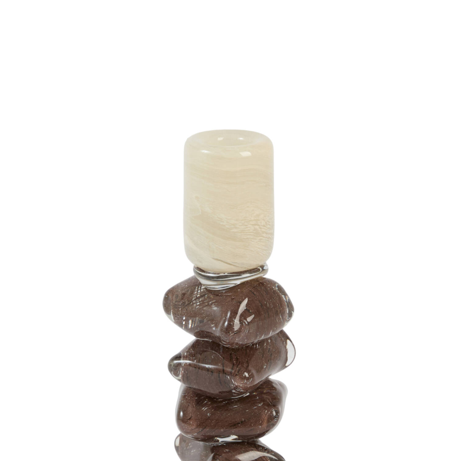 Candle stick Ø11,5x23 cm ESTINA cream+dark brown