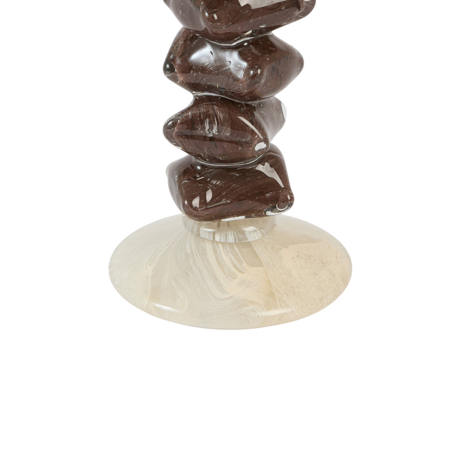 Candle stick Ø11,5x23 cm ESTINA cream+dark brown