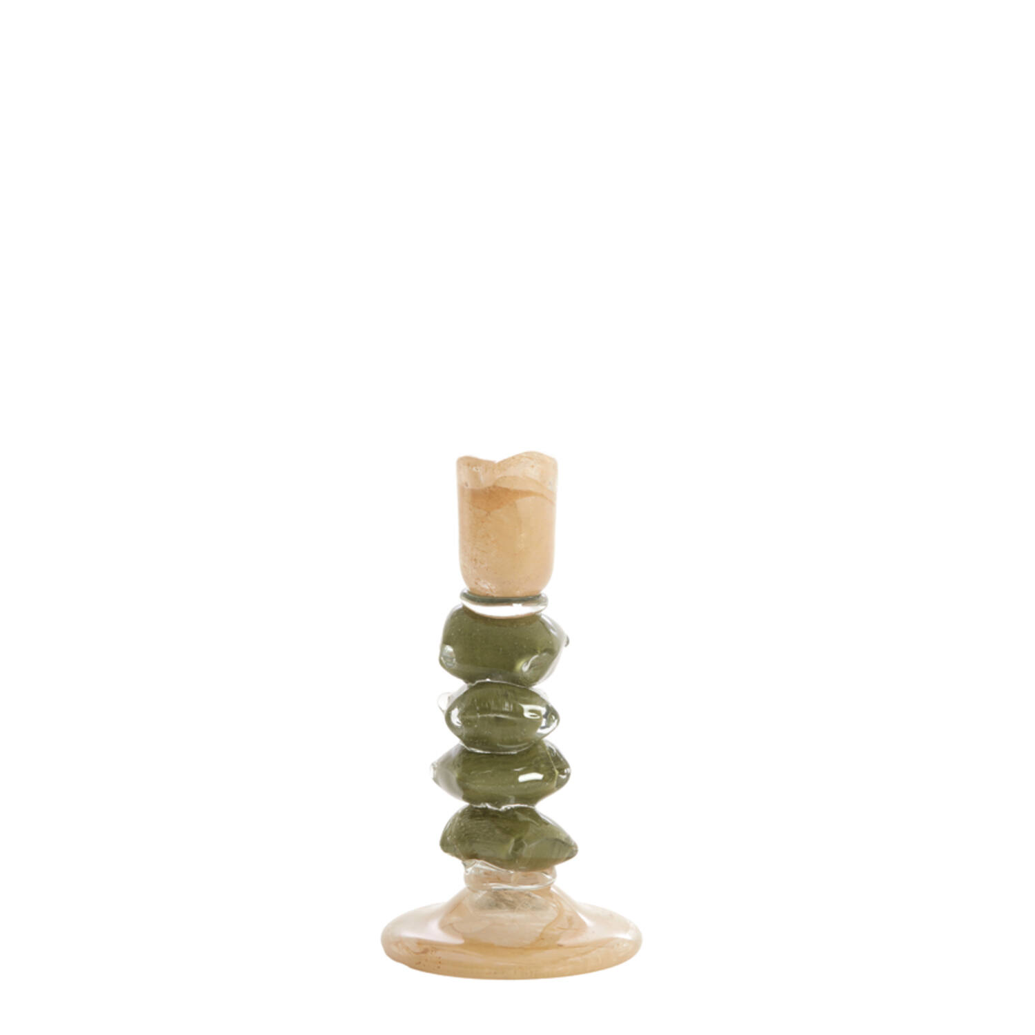 Candle stick Ø11,5x23 cm ESTINA brown+moss green