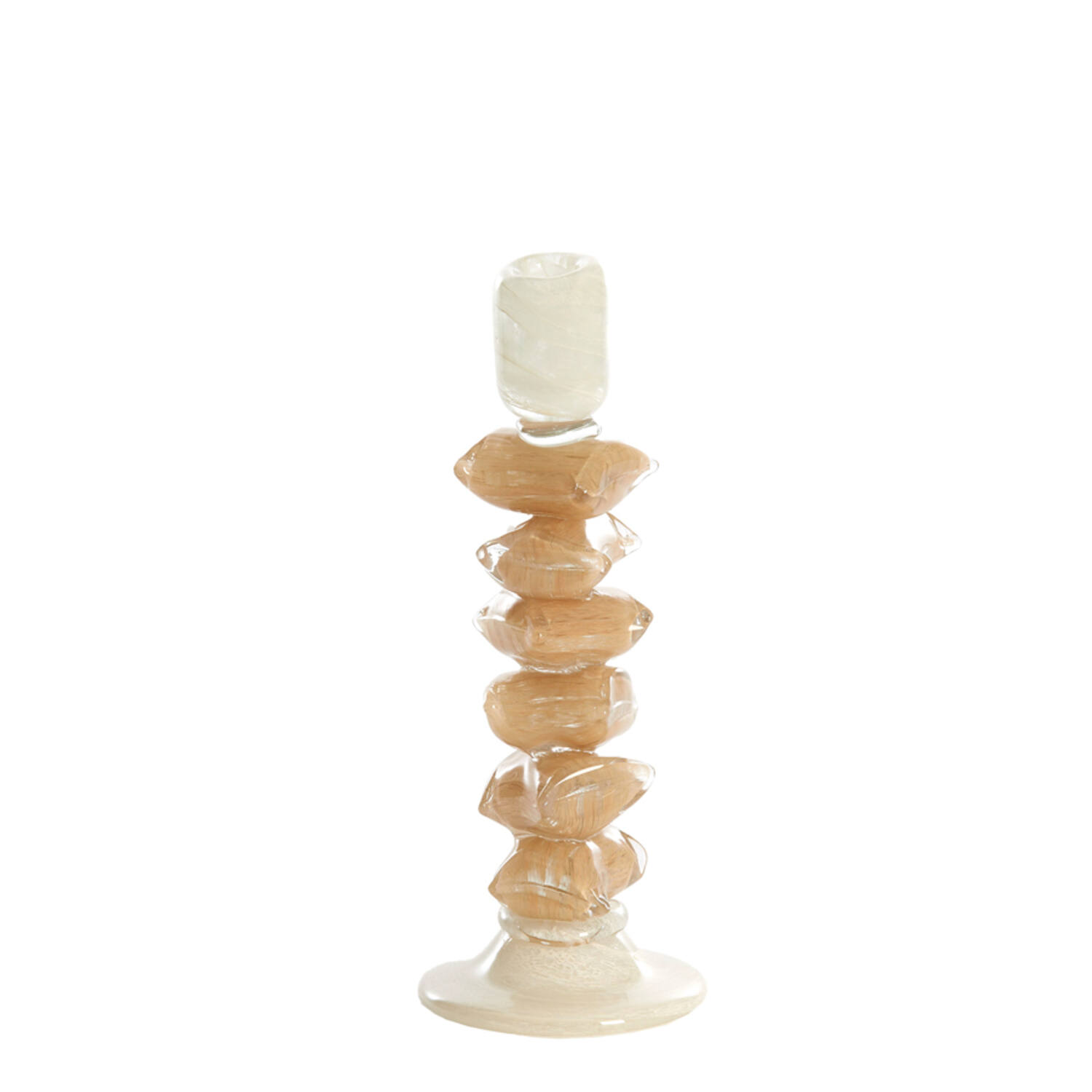 Candle stick Ø11,5x29,5 cm ESTINA cream+brown