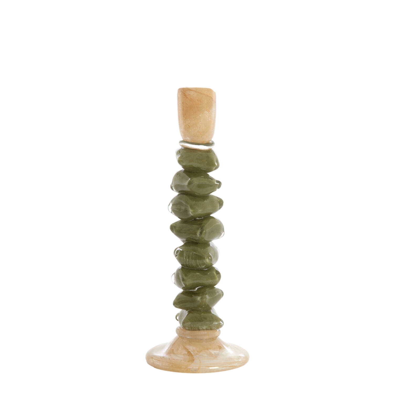 Candle stick Ø11,5x35 cm ESTINA brown+moss green