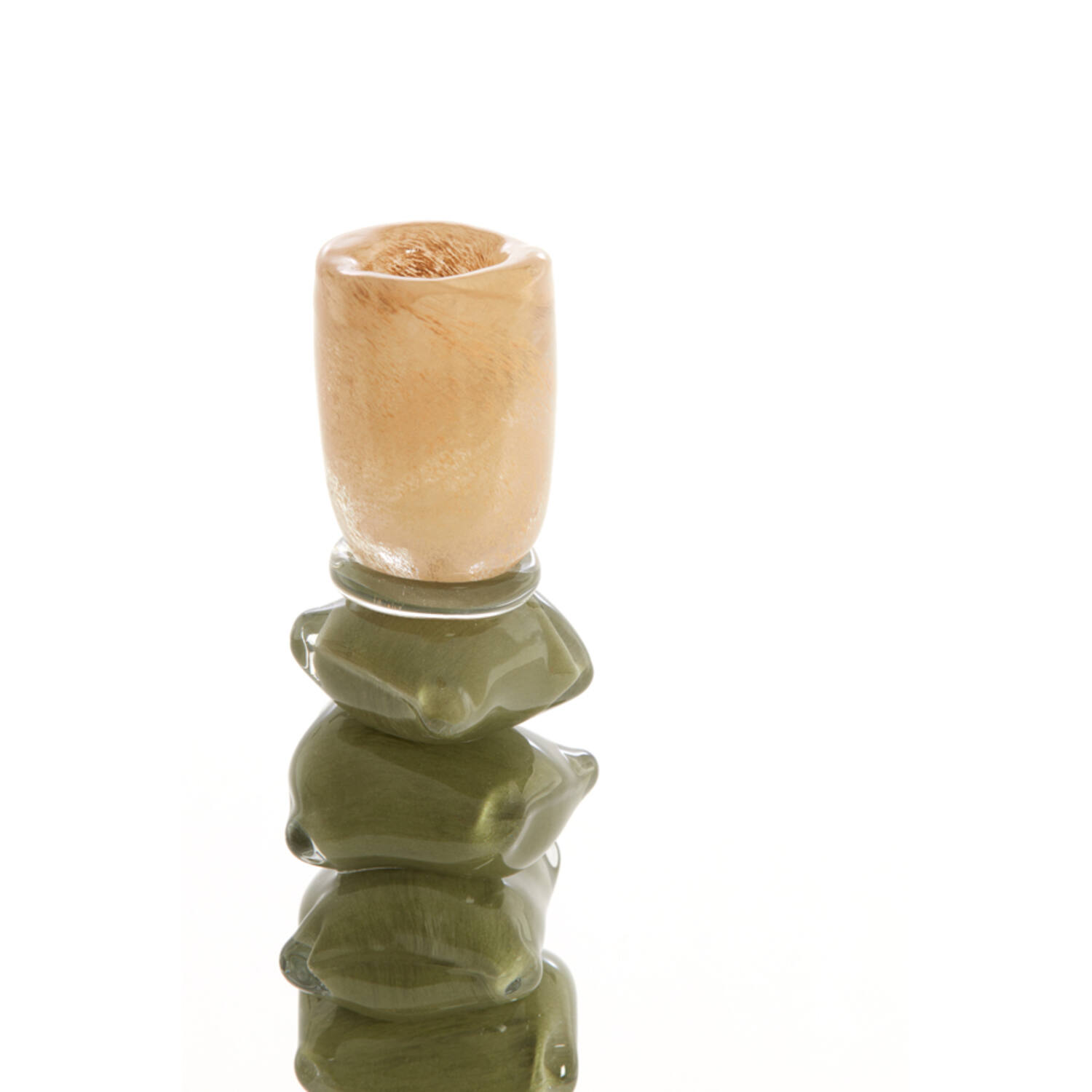 Candle stick Ø11,5x35 cm ESTINA brown+moss green